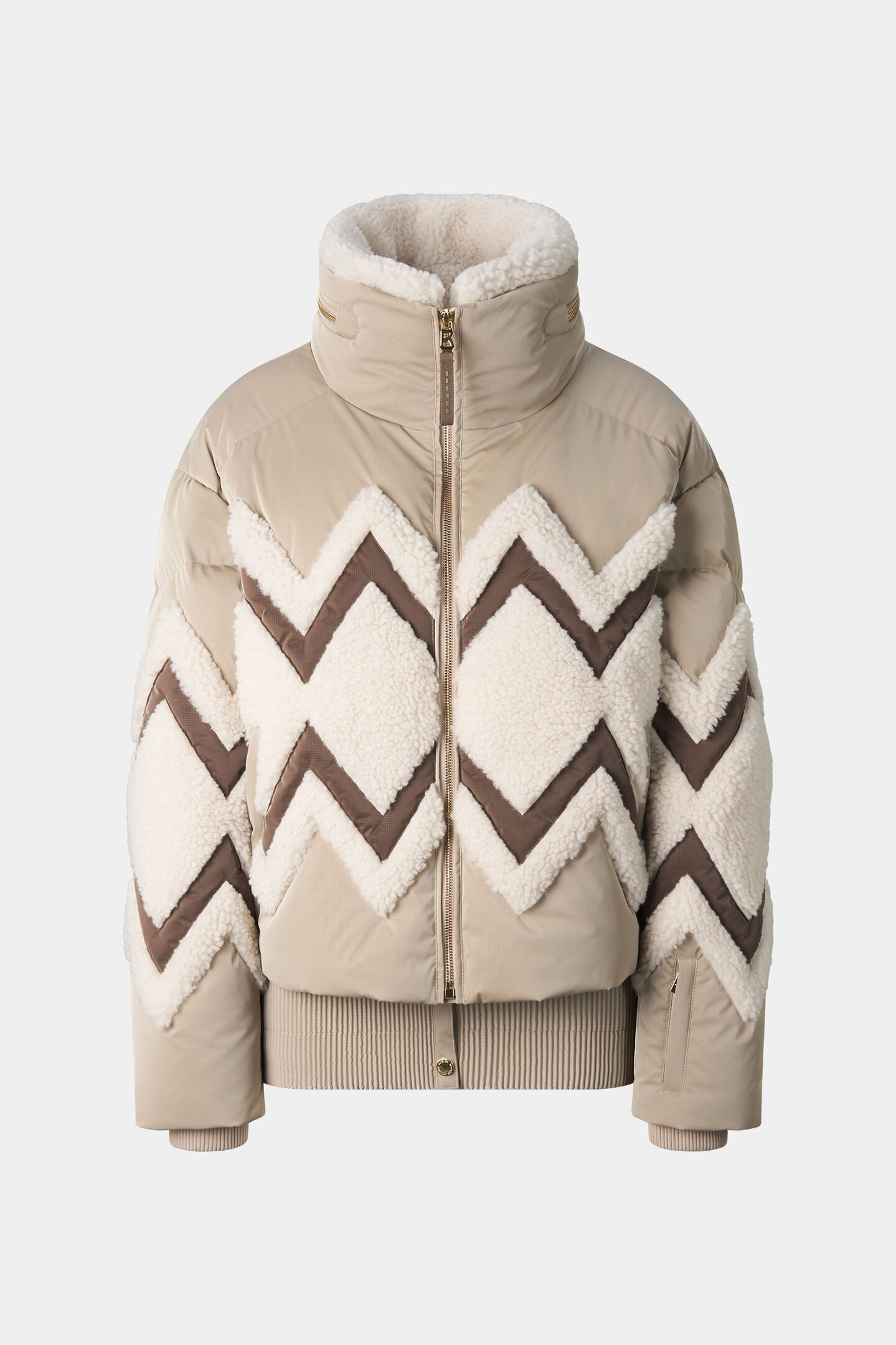 Ski-Daunenjacke Vaia Camel/Off-White