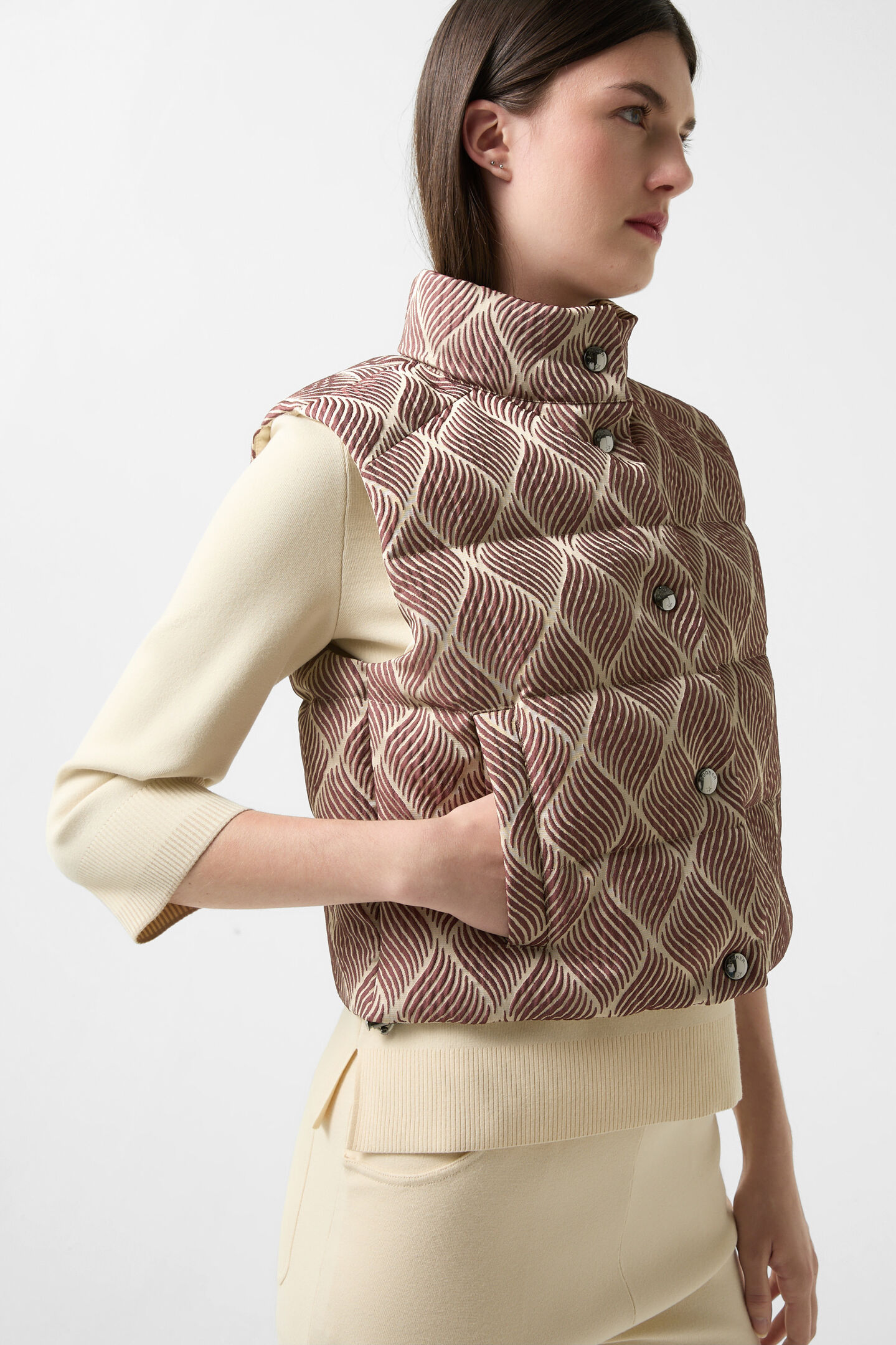 Cropp down waistcoat Latoya Wine red/cream