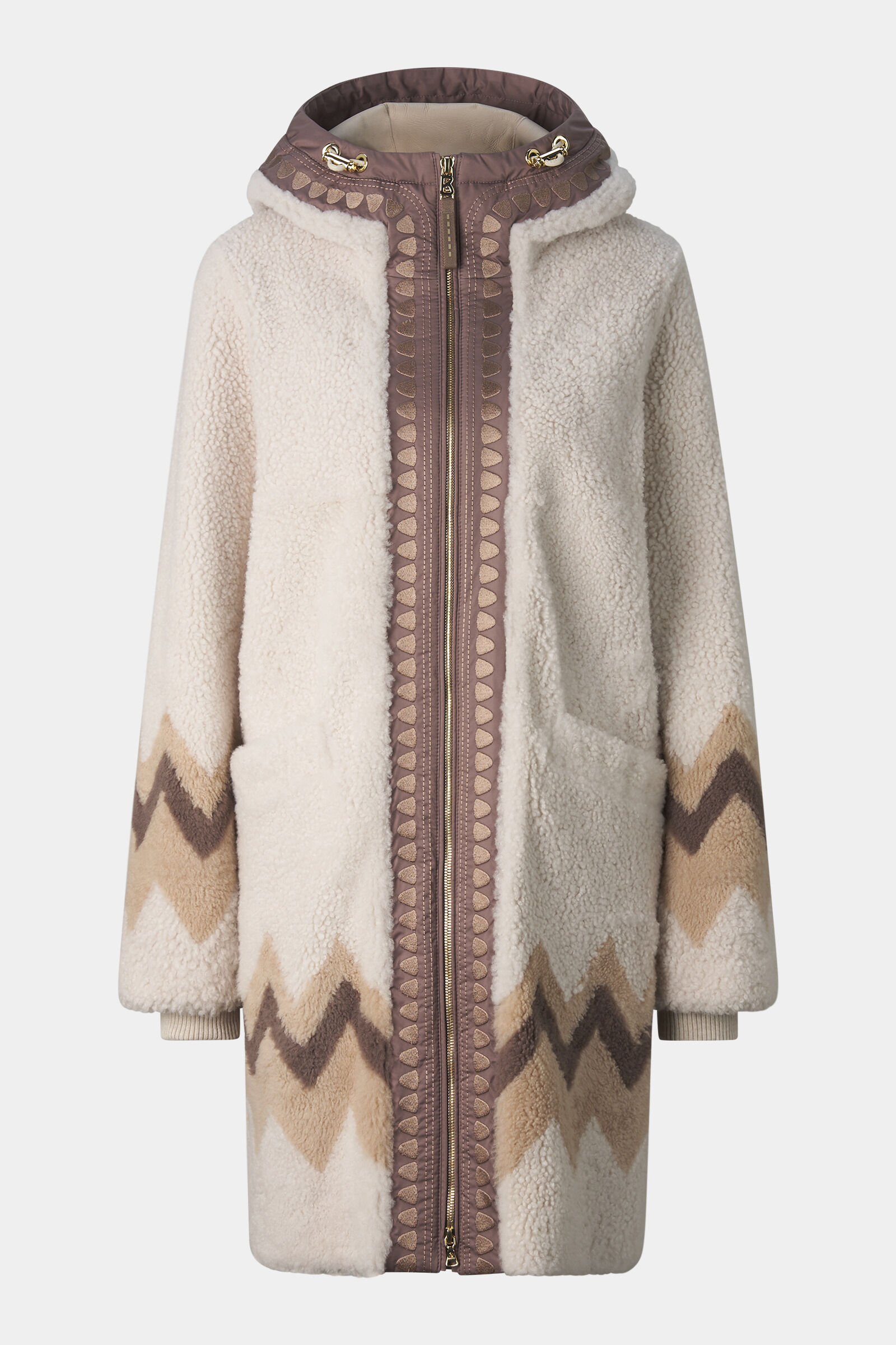 Lammfell-Mantel Niva Creme/Braun