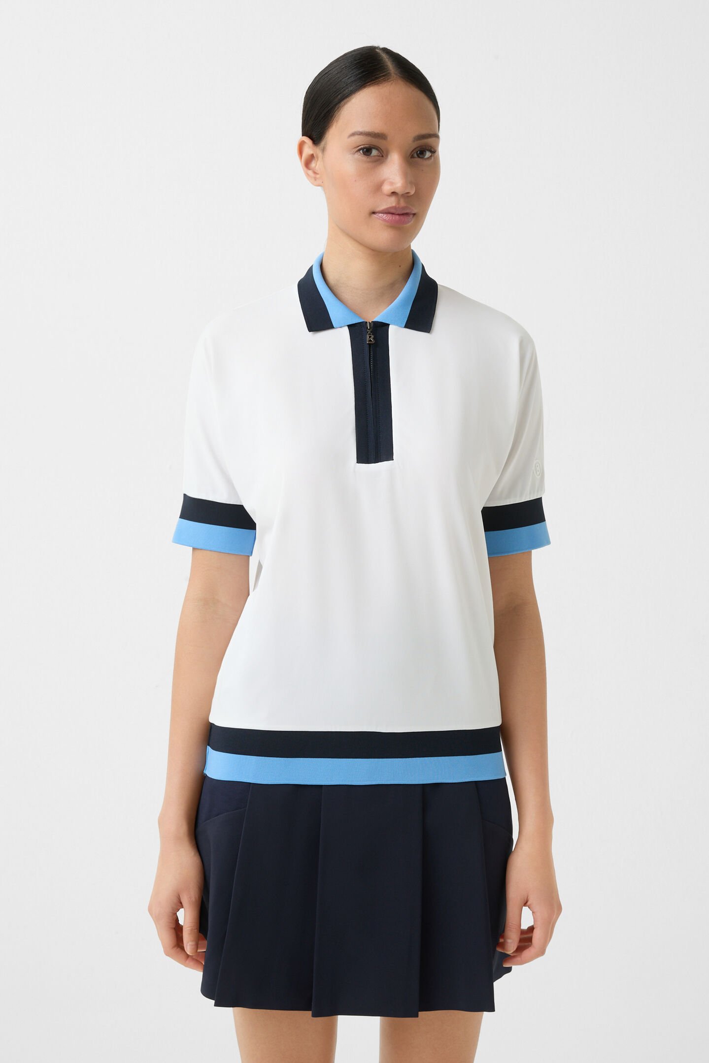 Andrina functional short-sleeved top Off-white/Blue