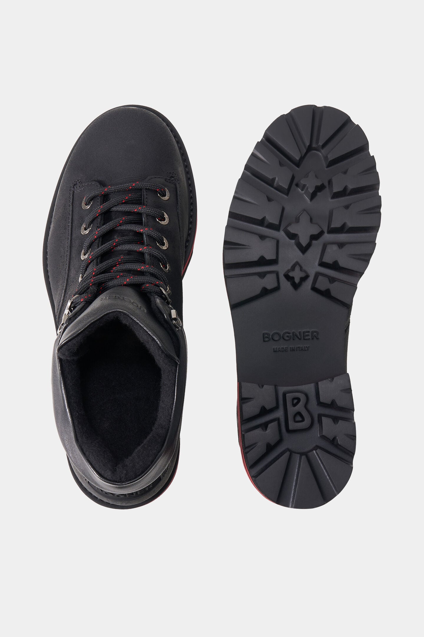 Lace-up boots Courchevel Black/Red