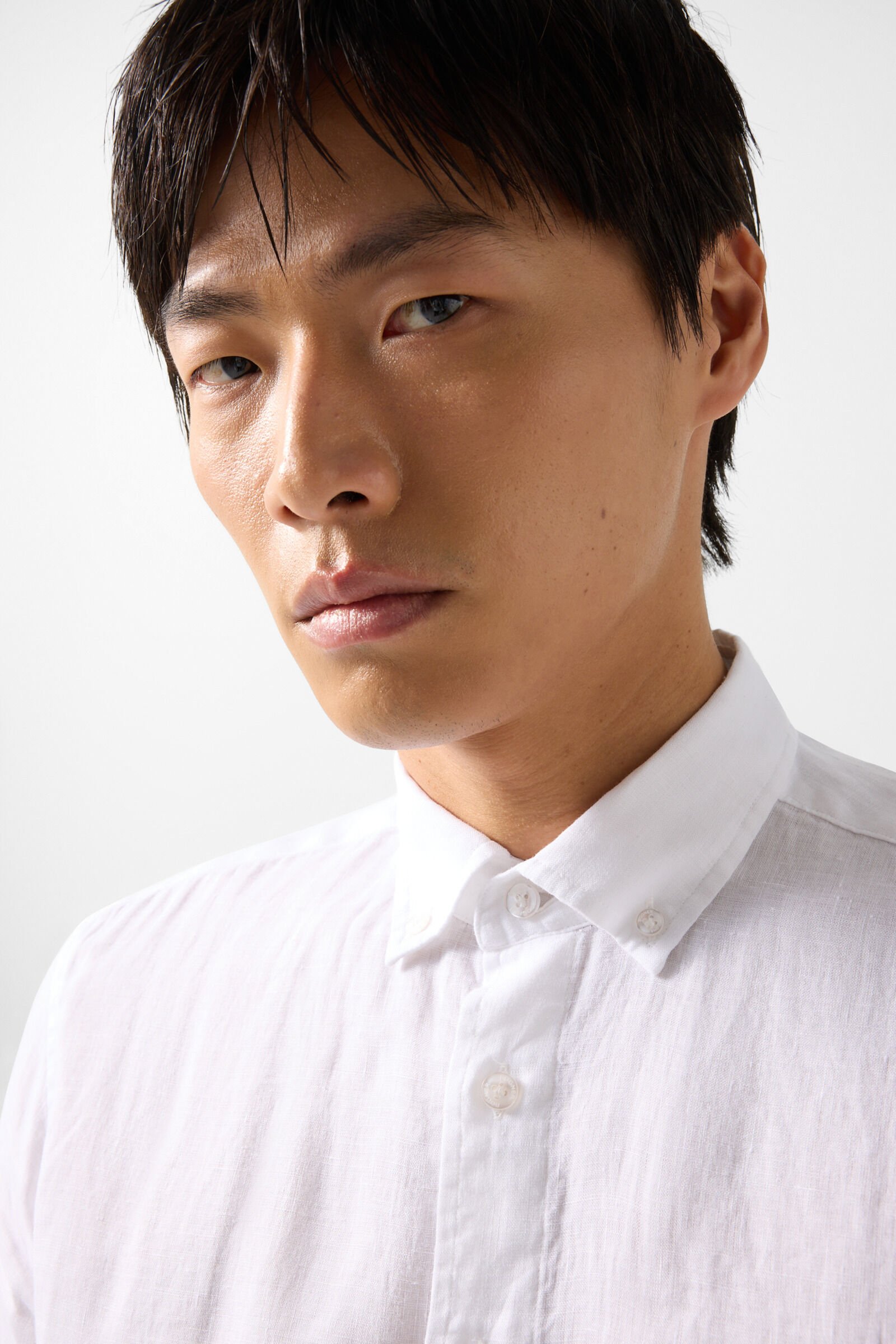 Linen short-sleeved shirt Lykos White
