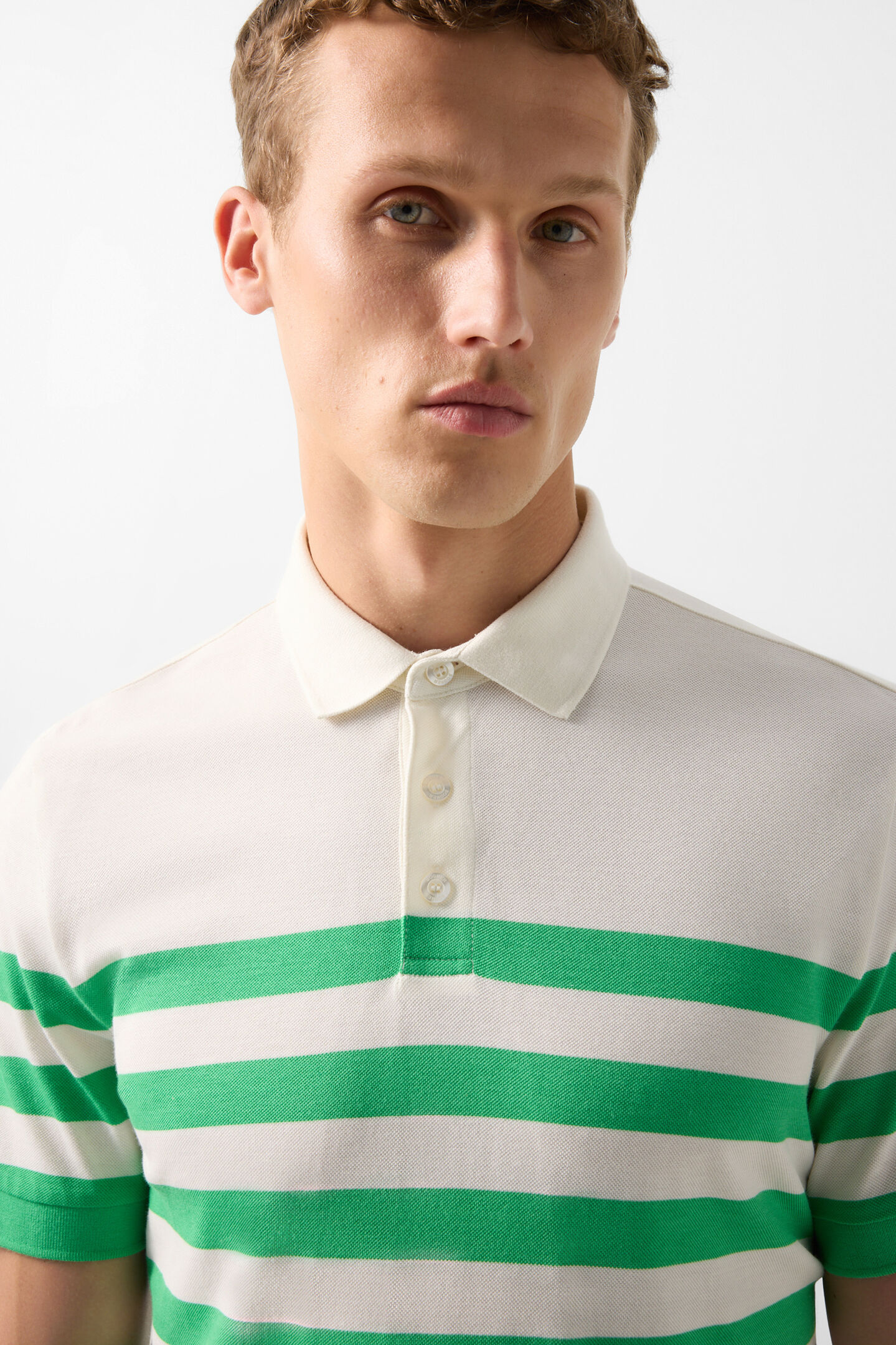 Funktions-Polo-Shirt Antonio Gr&uuml;n/Off-White