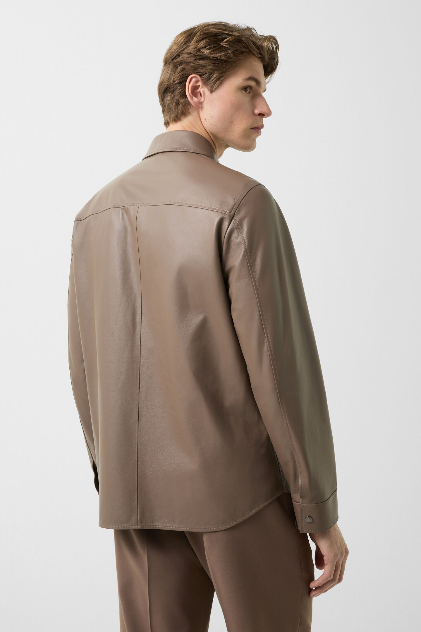 Leather overshirt Olli Mud