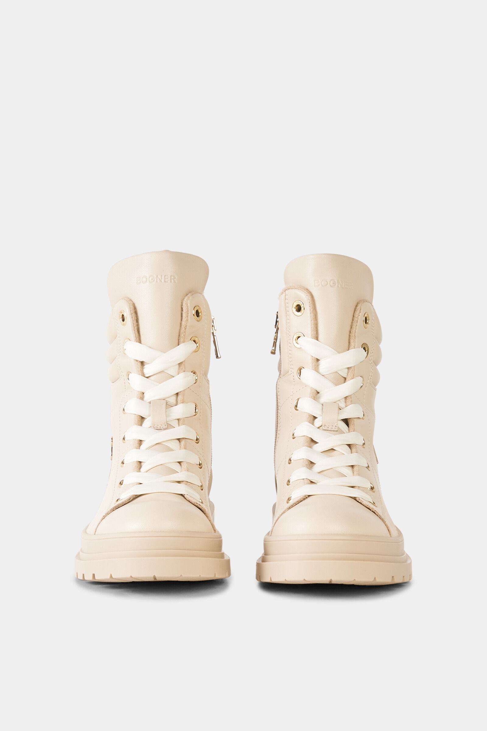 St. Moritz lace-up boots with spikes Beige