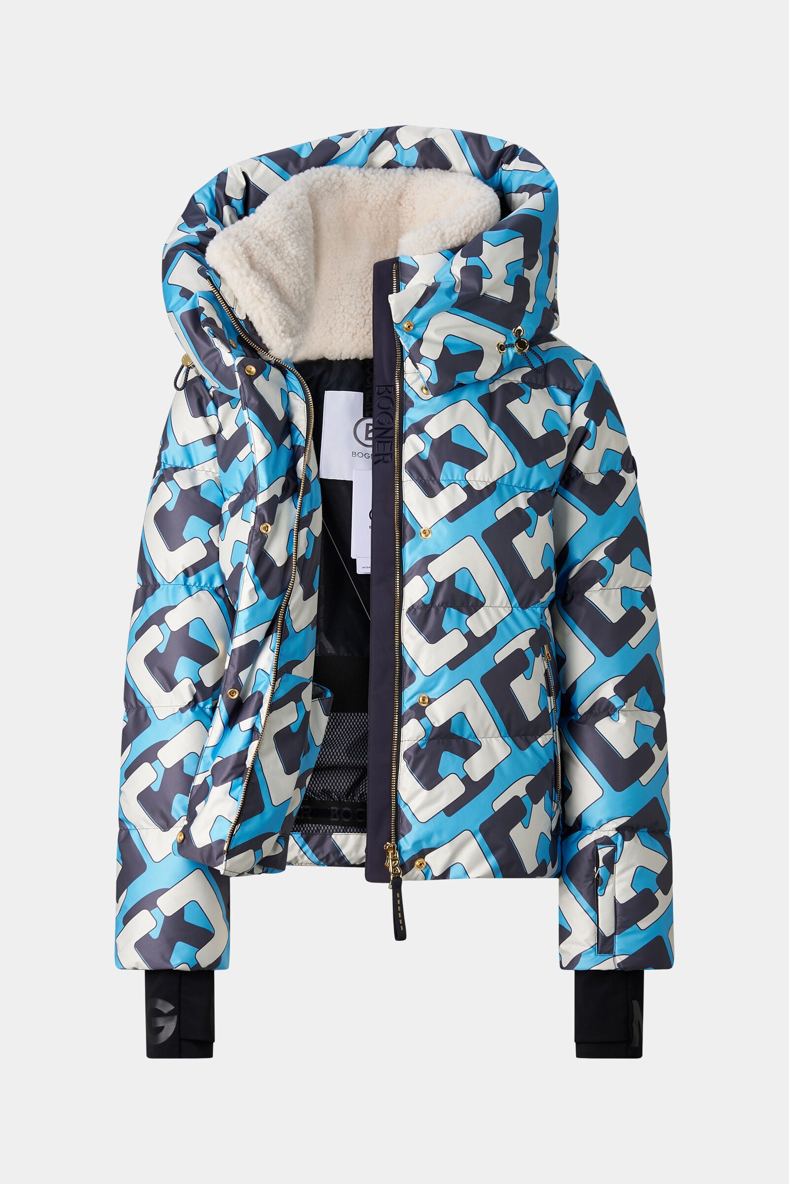 Ski-Daunenjacke Naia Cyanblau/Navy/Wei&szlig;