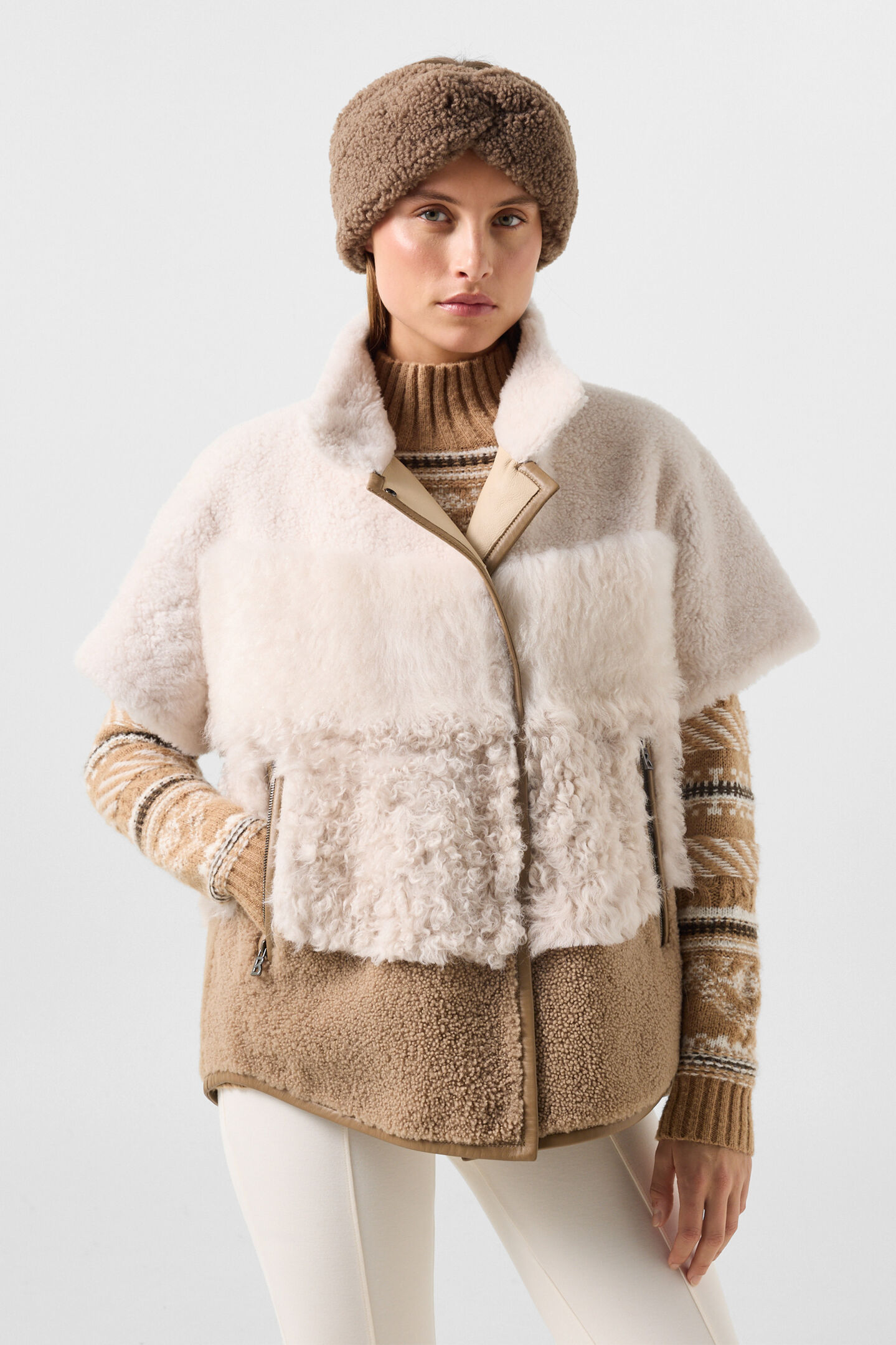 Lexy Lambskin Jacket Cream/Brown