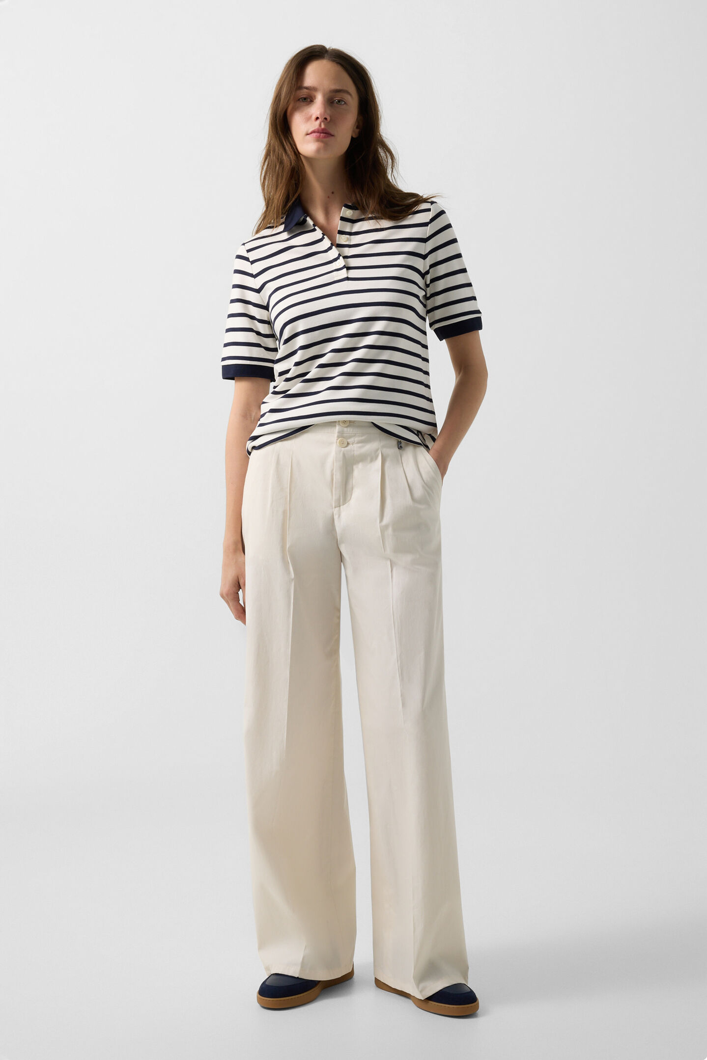 Polo-Shirt Rea Navy-Blau/Wei&szlig;