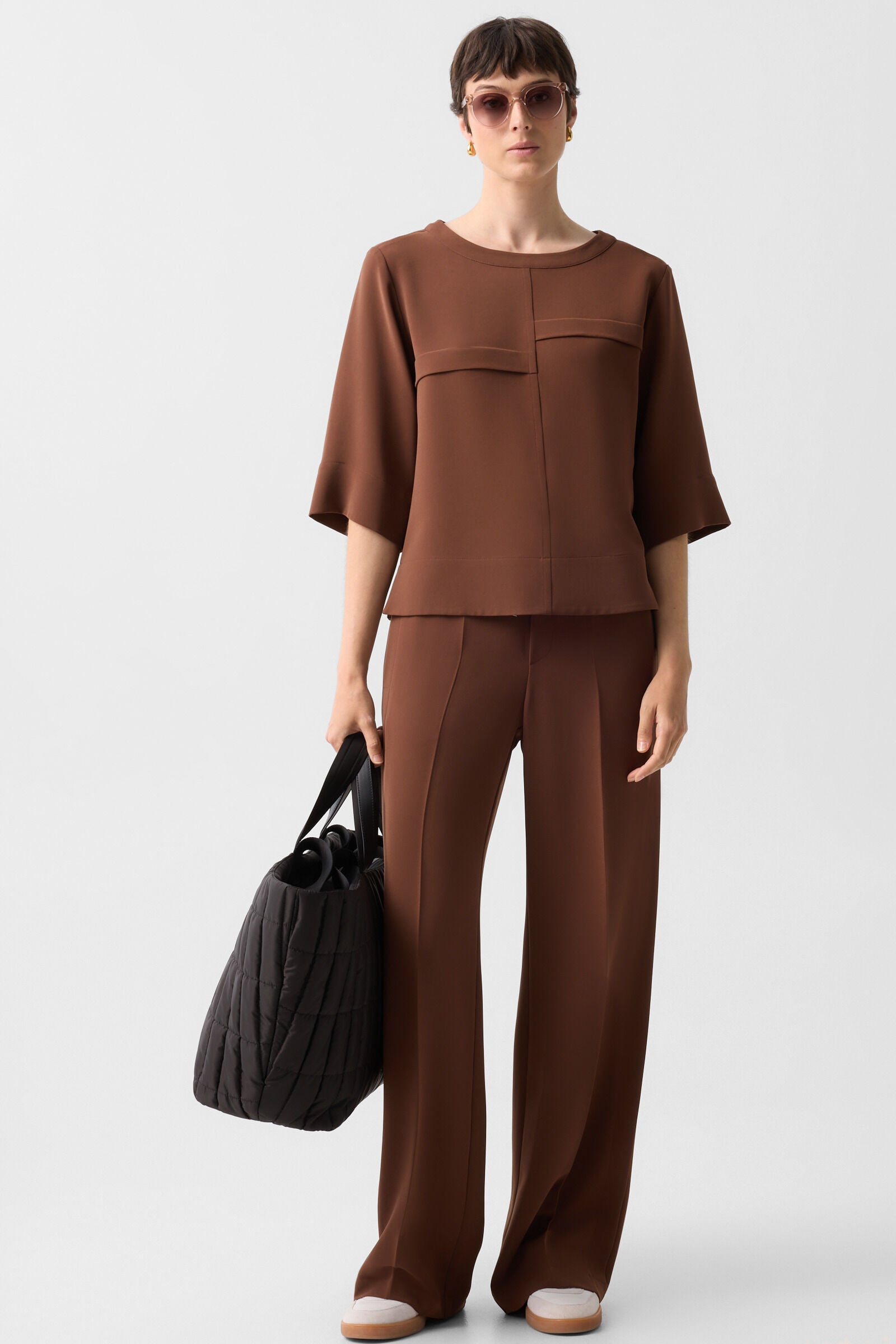 Enrica cr&ecirc;pe shirt Brown