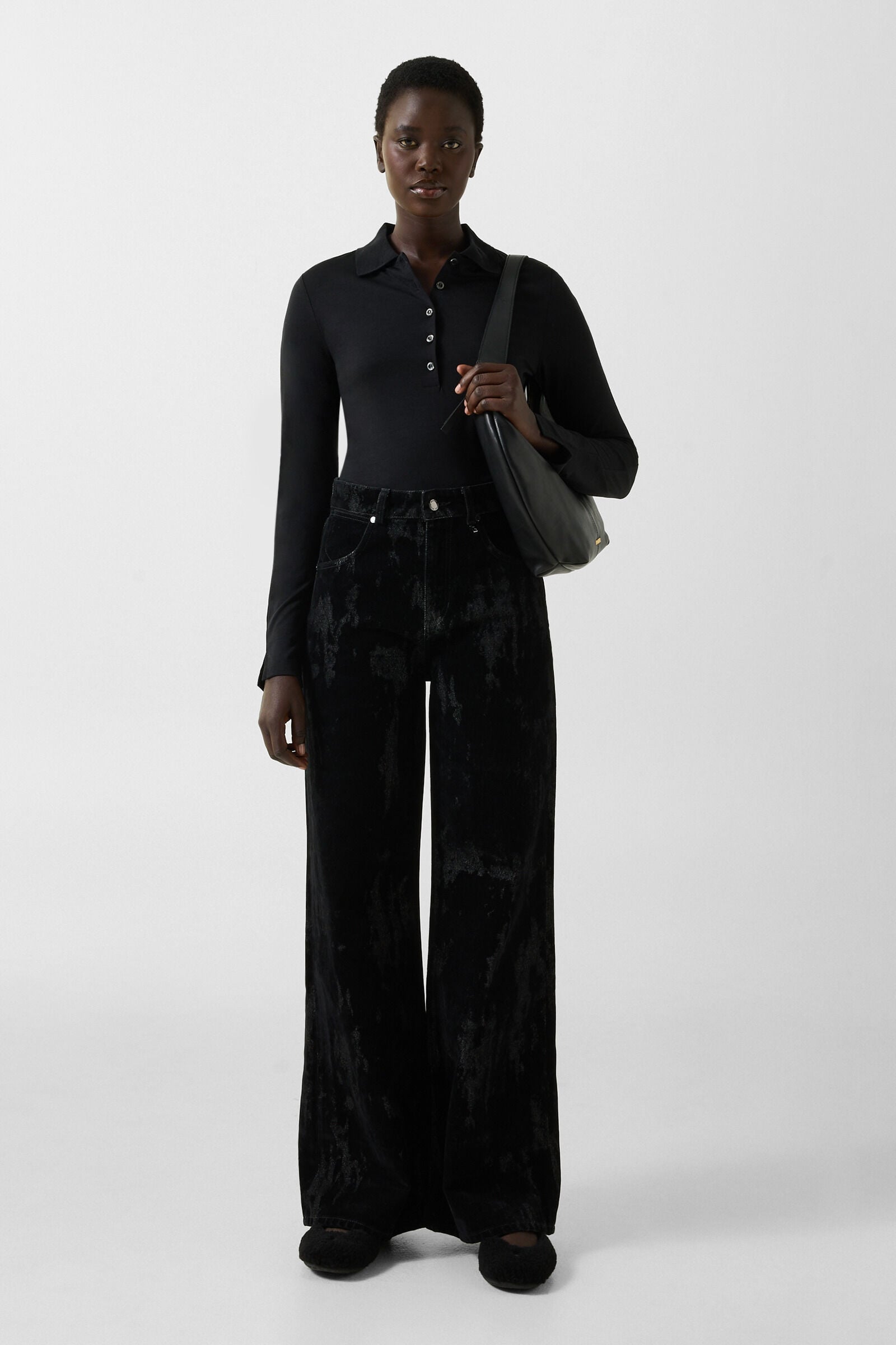 Whoopy Polo Long-Sleeved Top Black