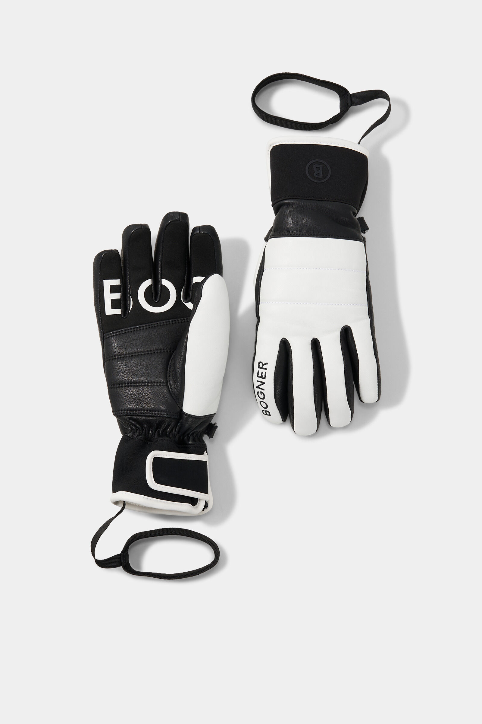 Leather gloves Thea White/black