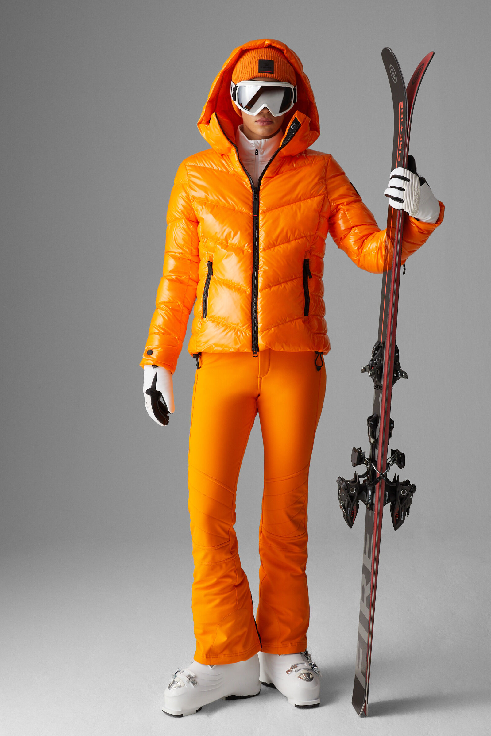 Orange ski outfit sales