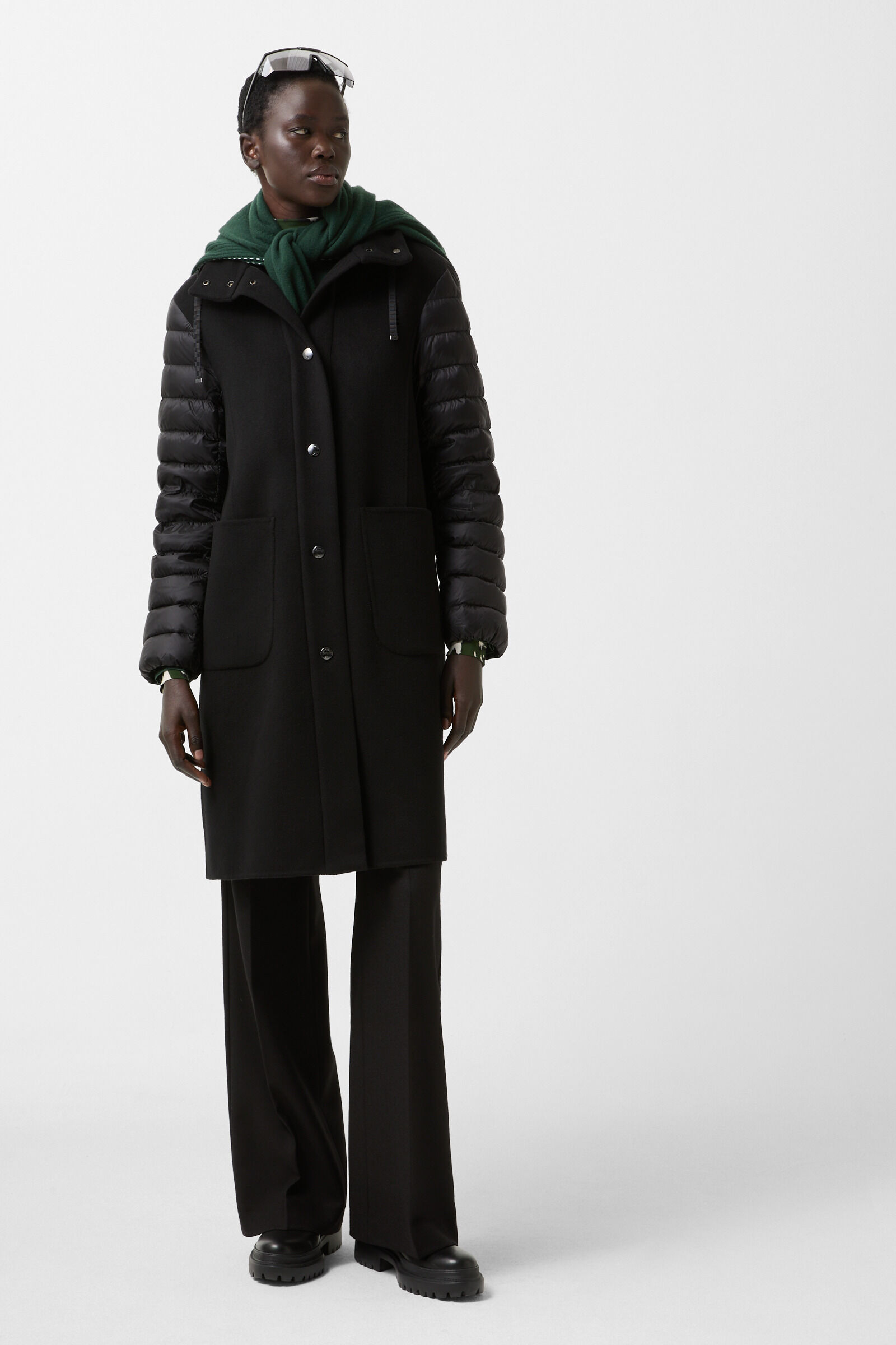 Isy woollen down coat Black