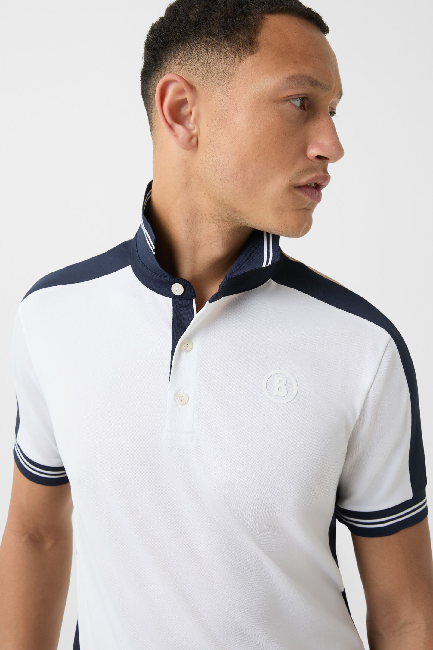 Cornelius functional short-sleeved top White/navy blue/beige