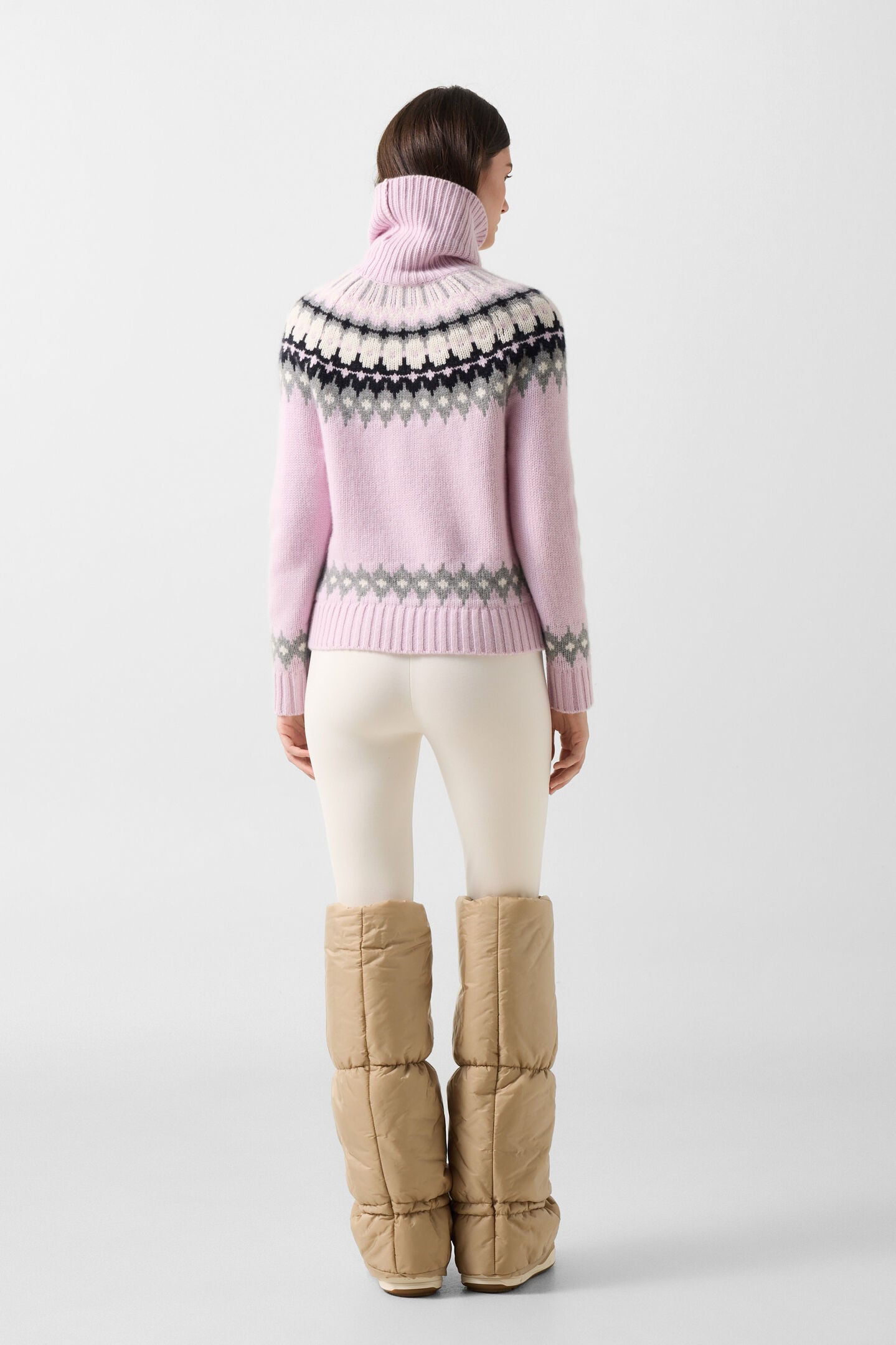 Ingrid cashmere jumper and Norwegian-style jumper Ros&eacute;/Grey/Off-white