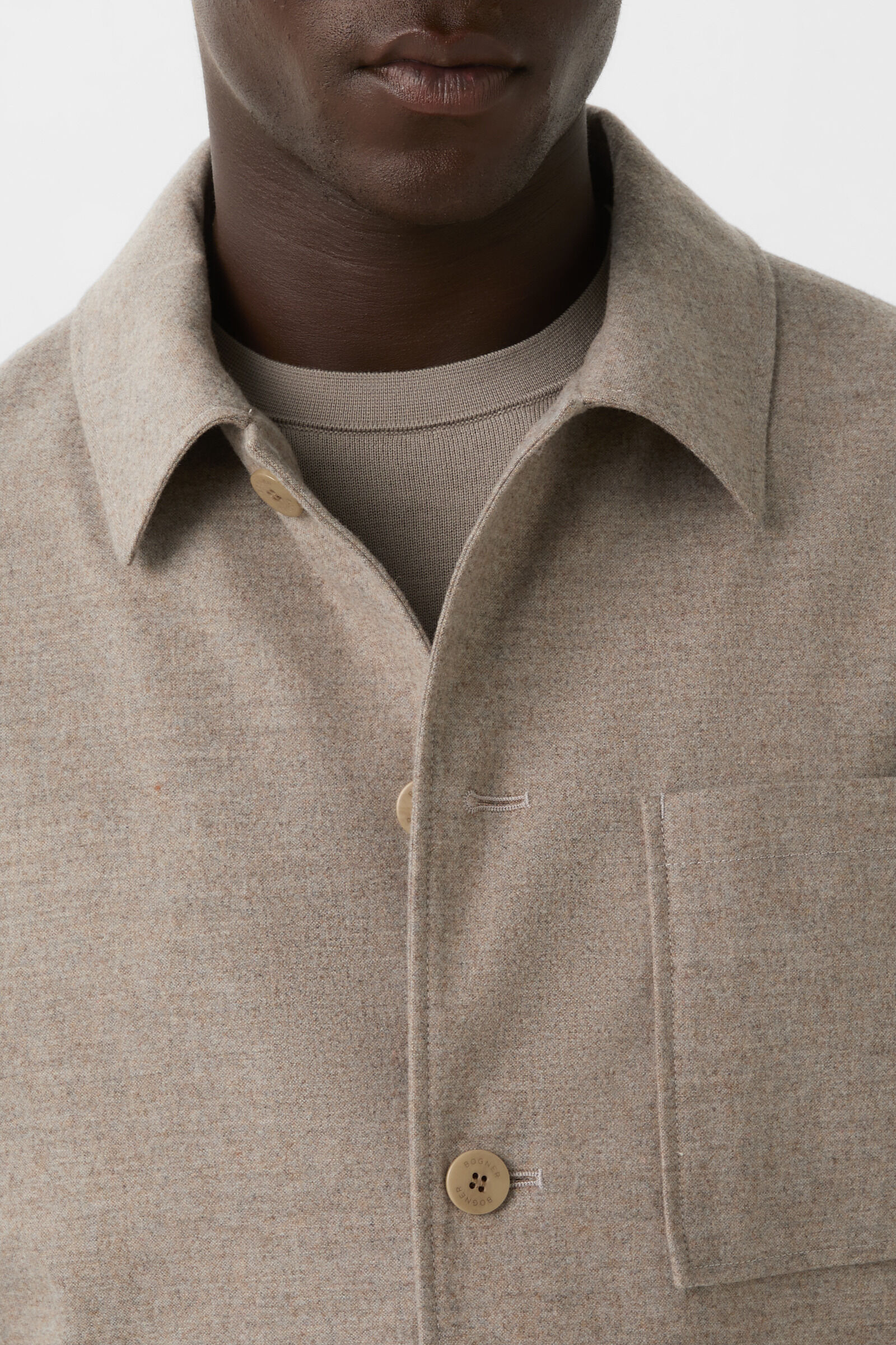 Flannel overshirt Mirco Greige