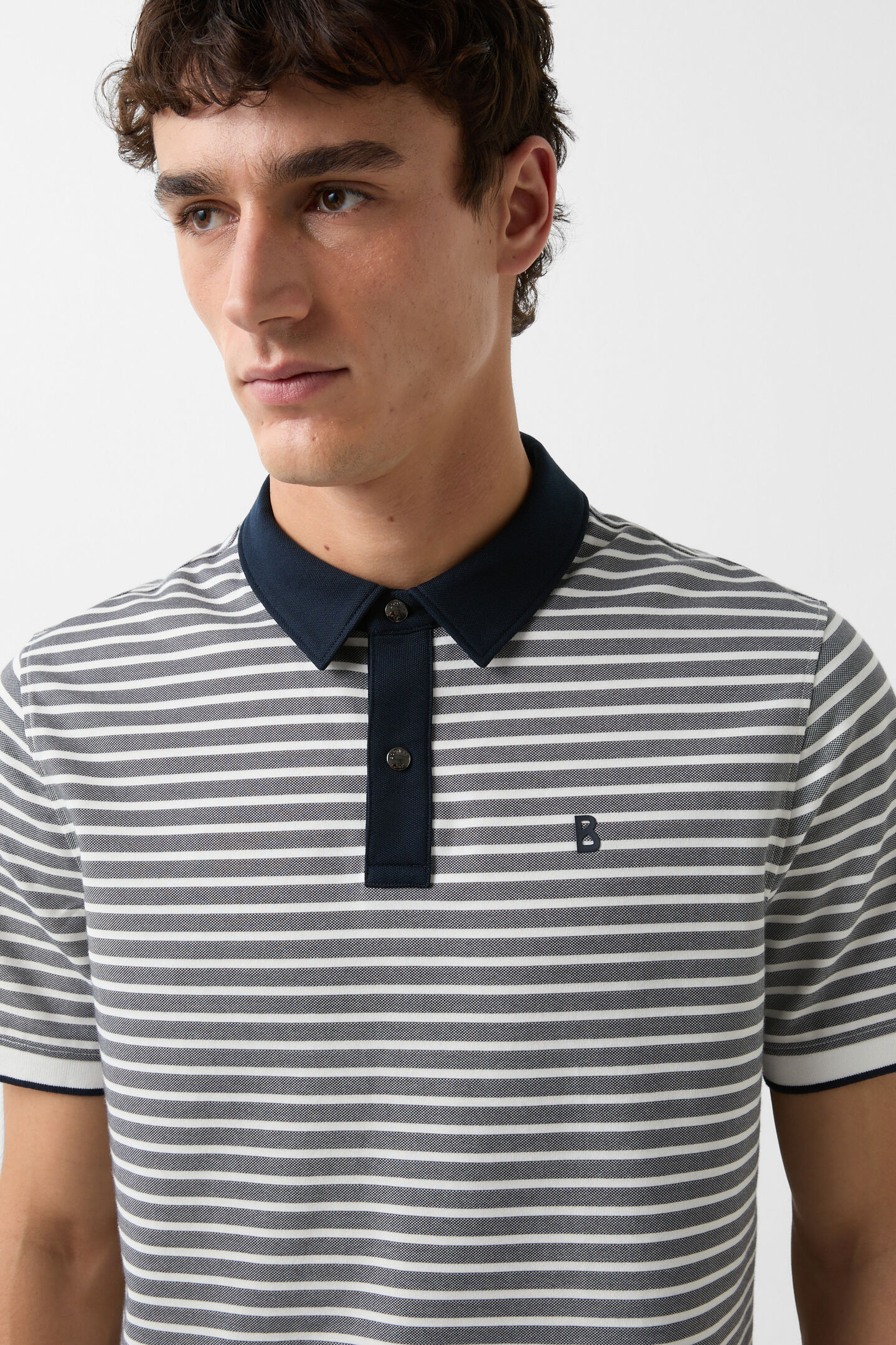 Polo-Shirt Timo Navy-Blau/Weiß