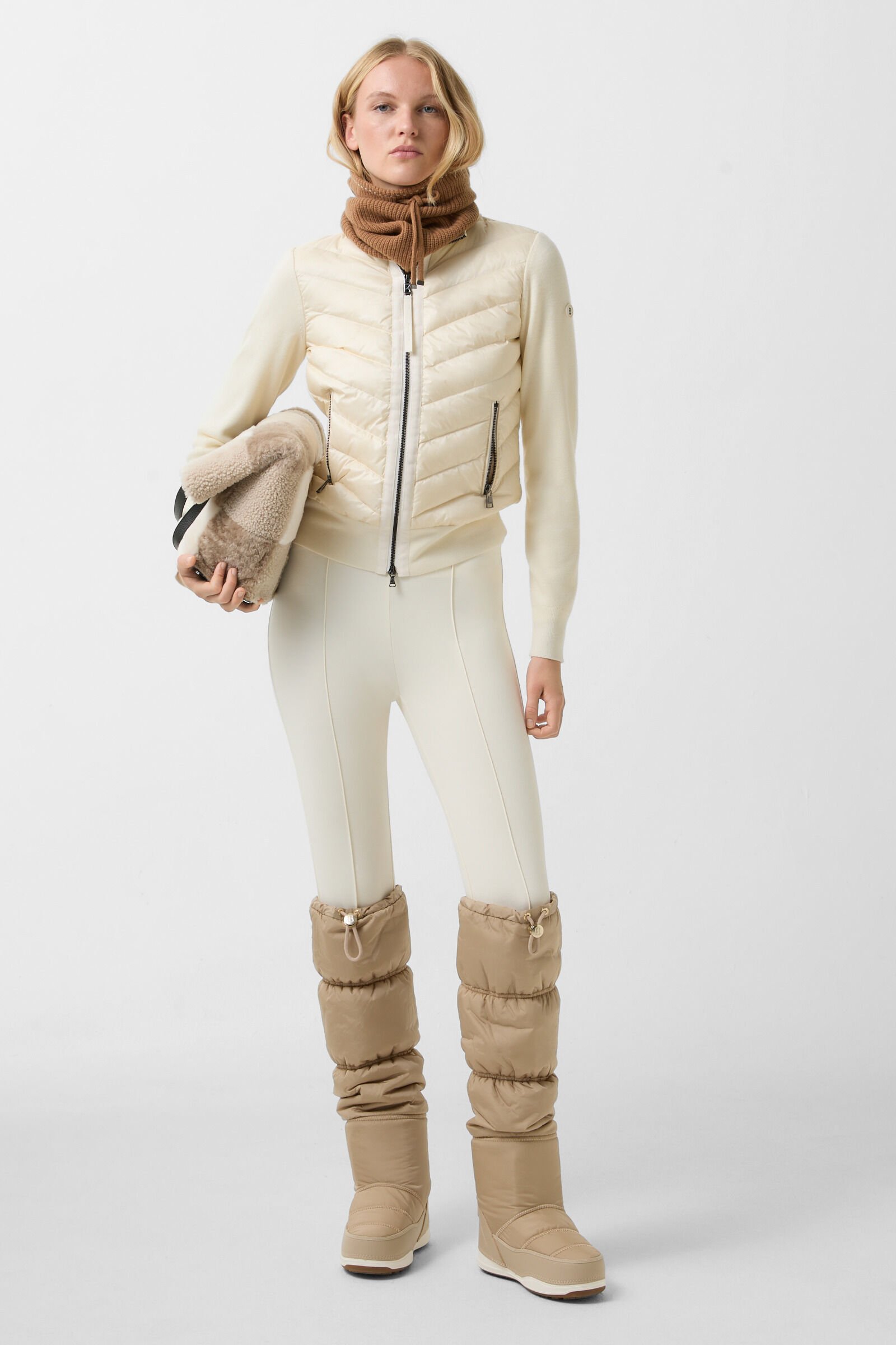 Zilly hybrid knit jacket Cream