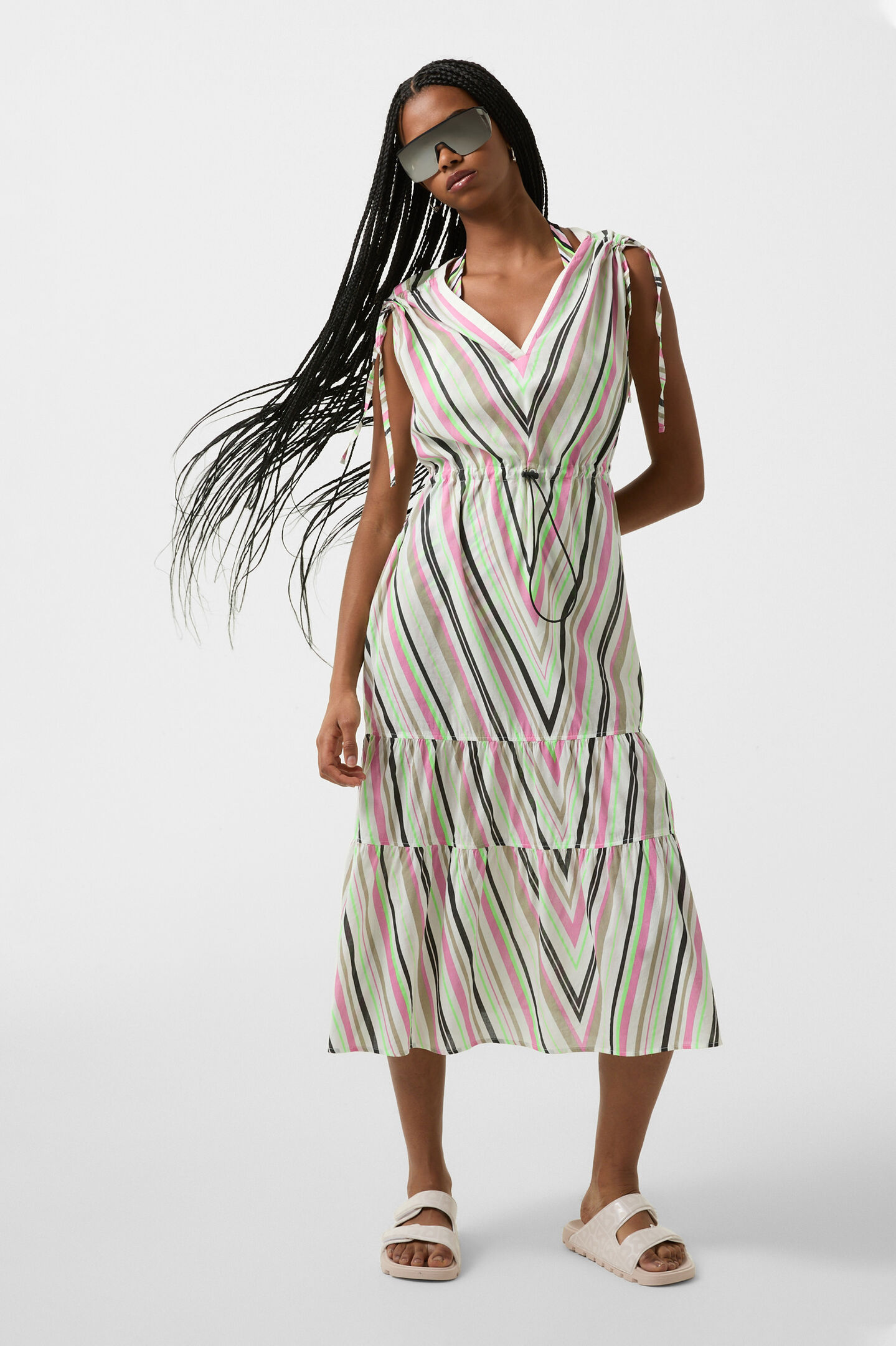 Robe de plage Julia Blanc/rose/vert