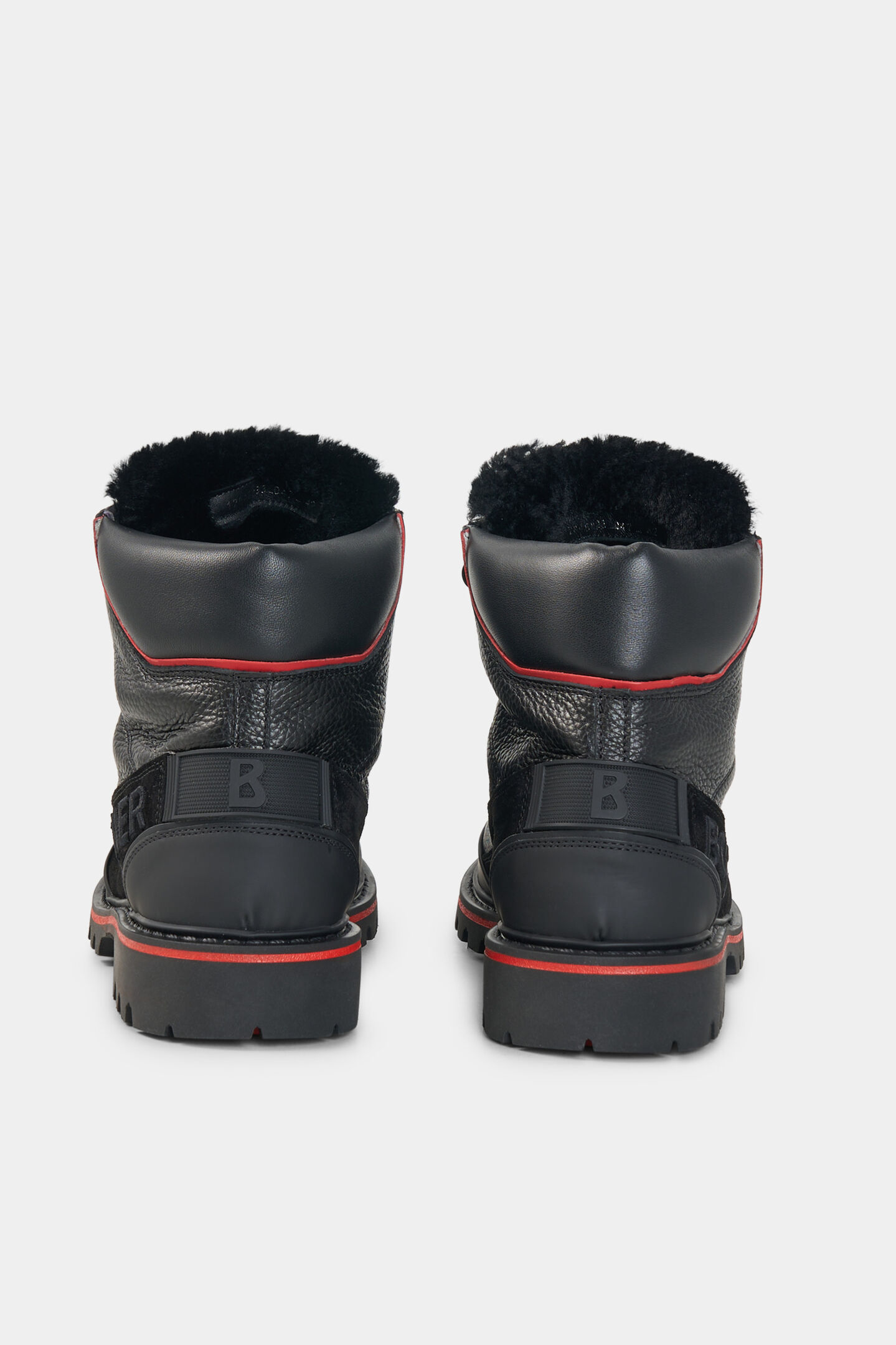 Bottes &agrave; lacets Helsinki avec crampons Noir/Rouge