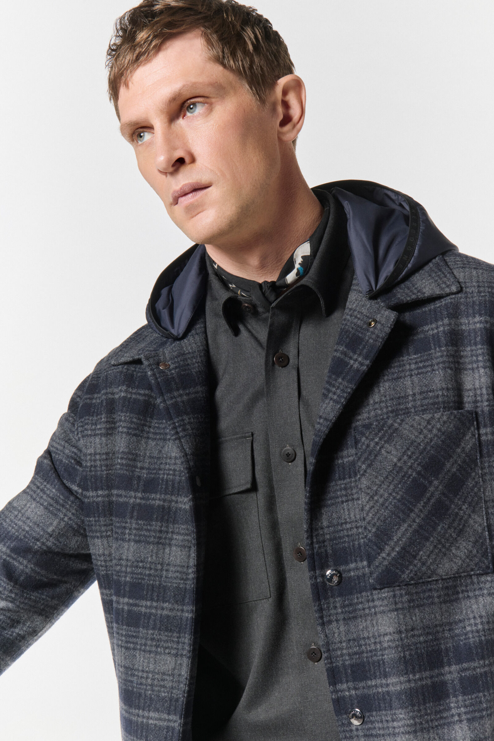 Surv&ecirc;tement en flanelle Larry Bleu marine/gris