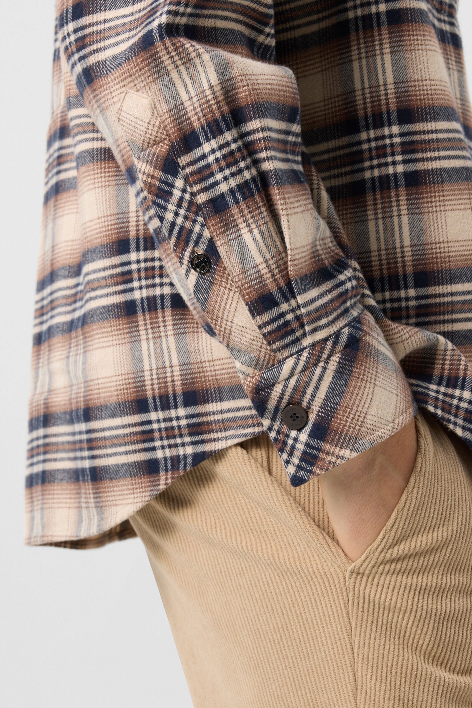 Heiko flannel shirt Beige/Navy Blue