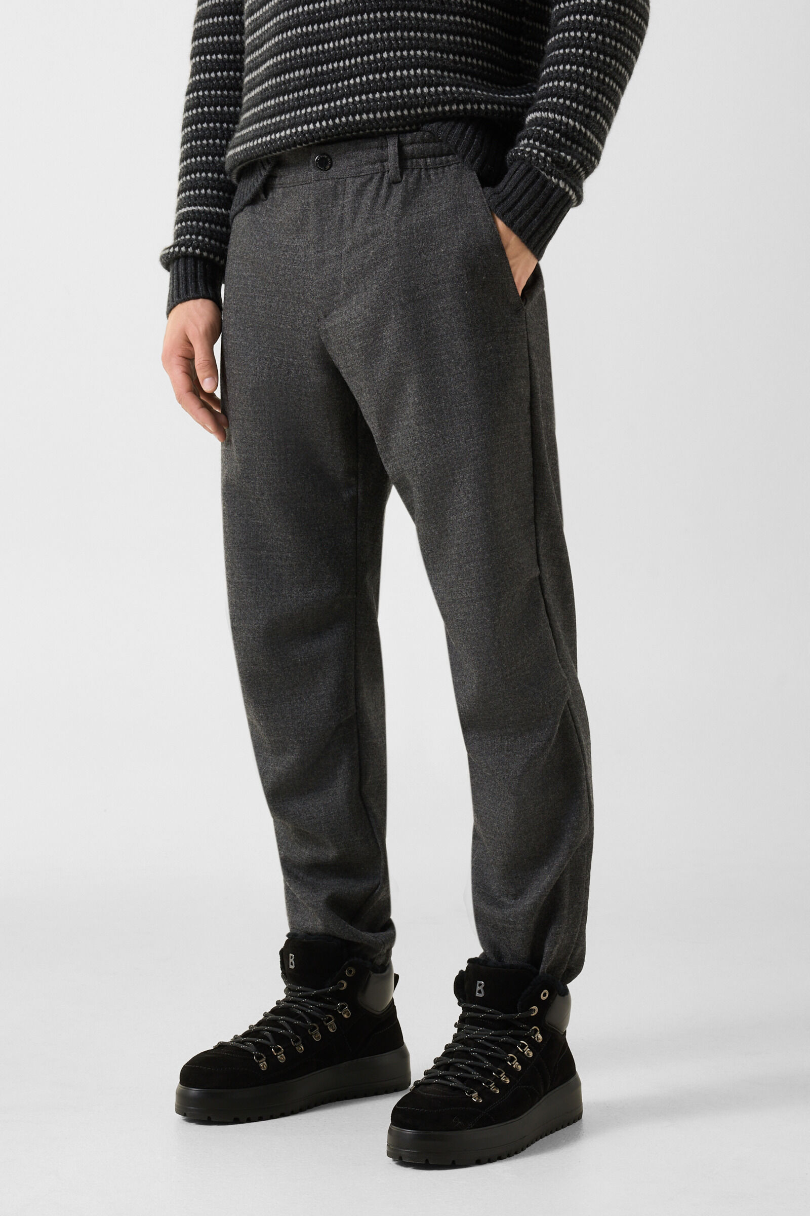 Sergio Virgin Wool-Blend Pants Anthracite