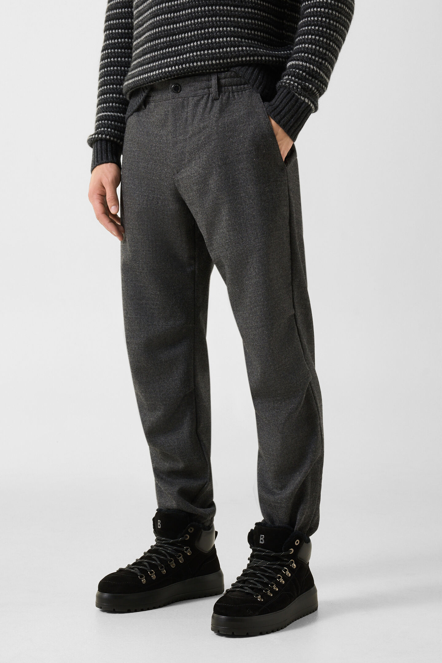 Sergio Virgin Wool-Blend Pants Anthracite