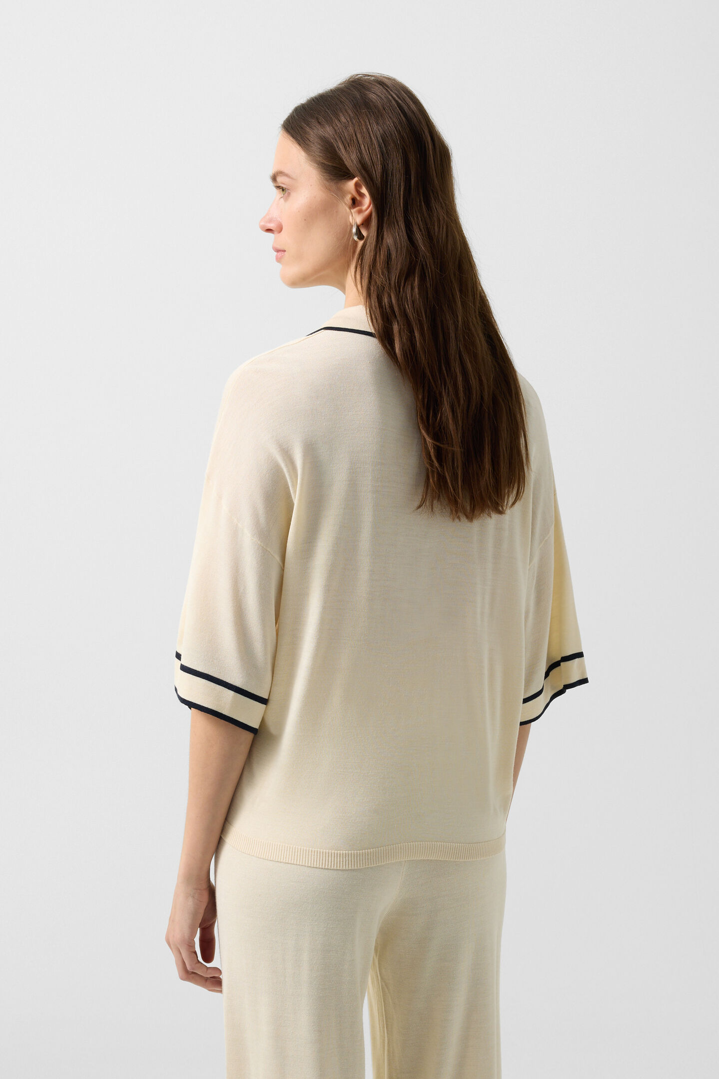 Paris knitted polo shirt Cream