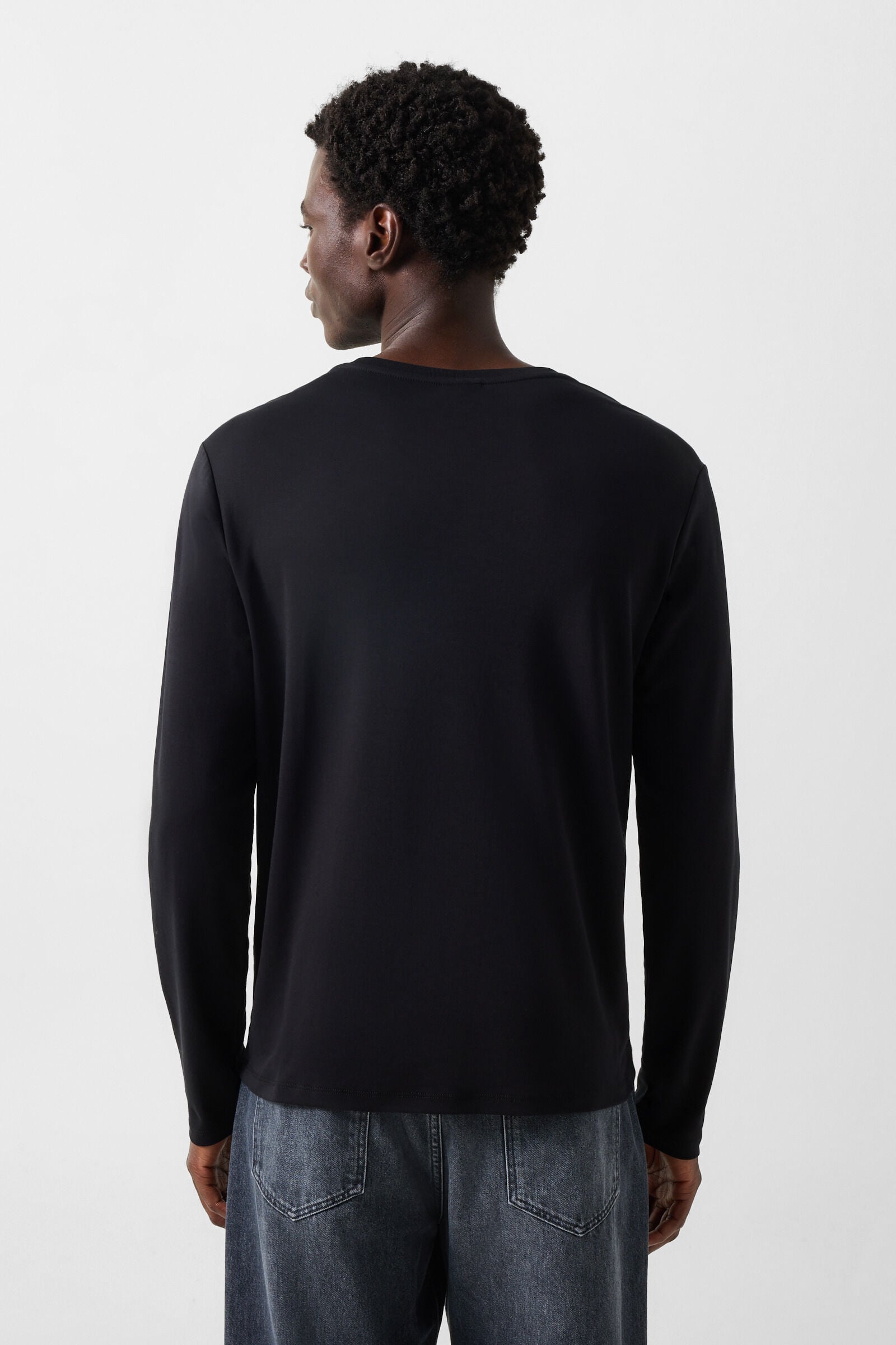 Arvid cotton long-sleeved top Black