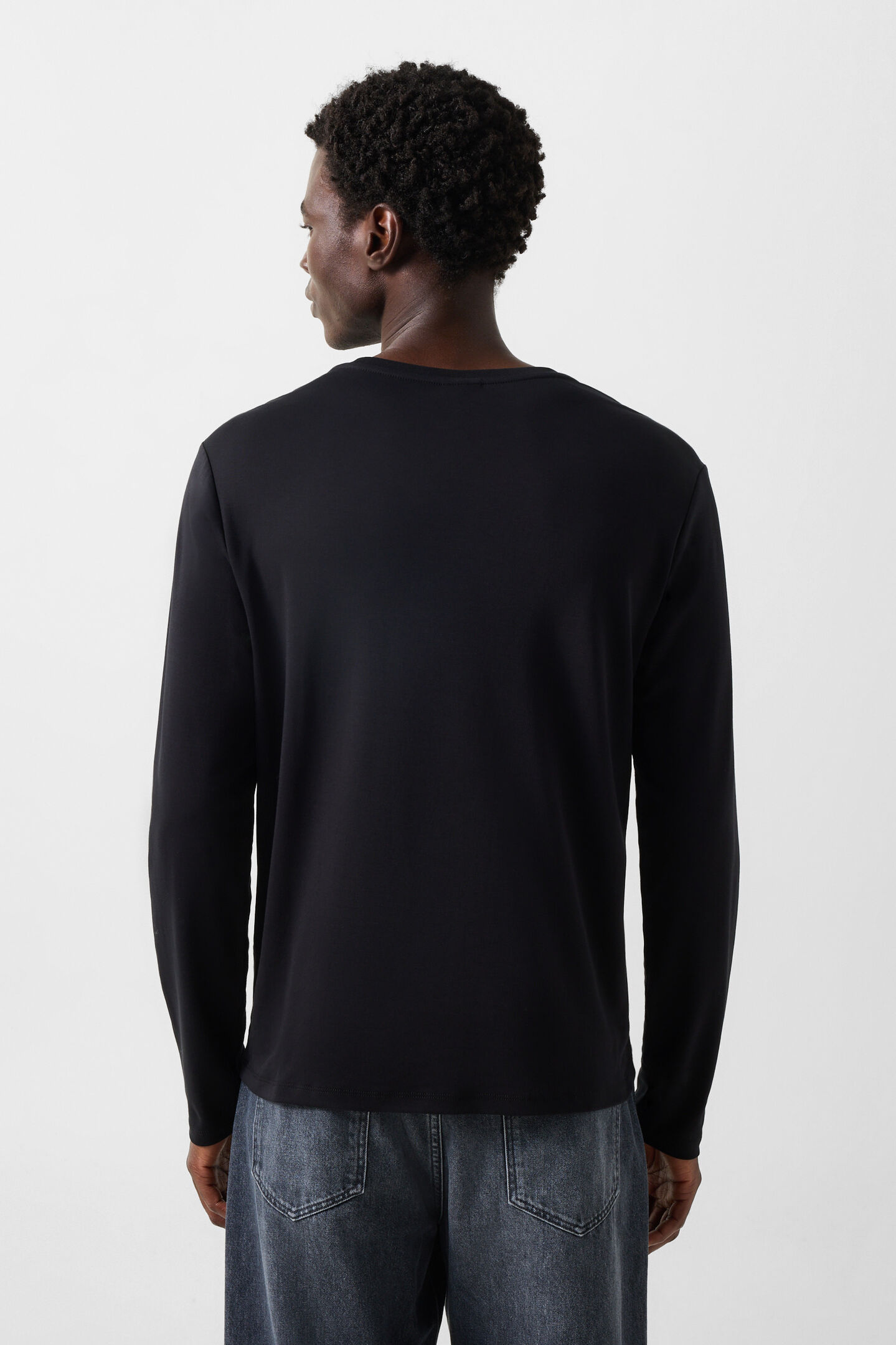 Arvid cotton long-sleeved top Black