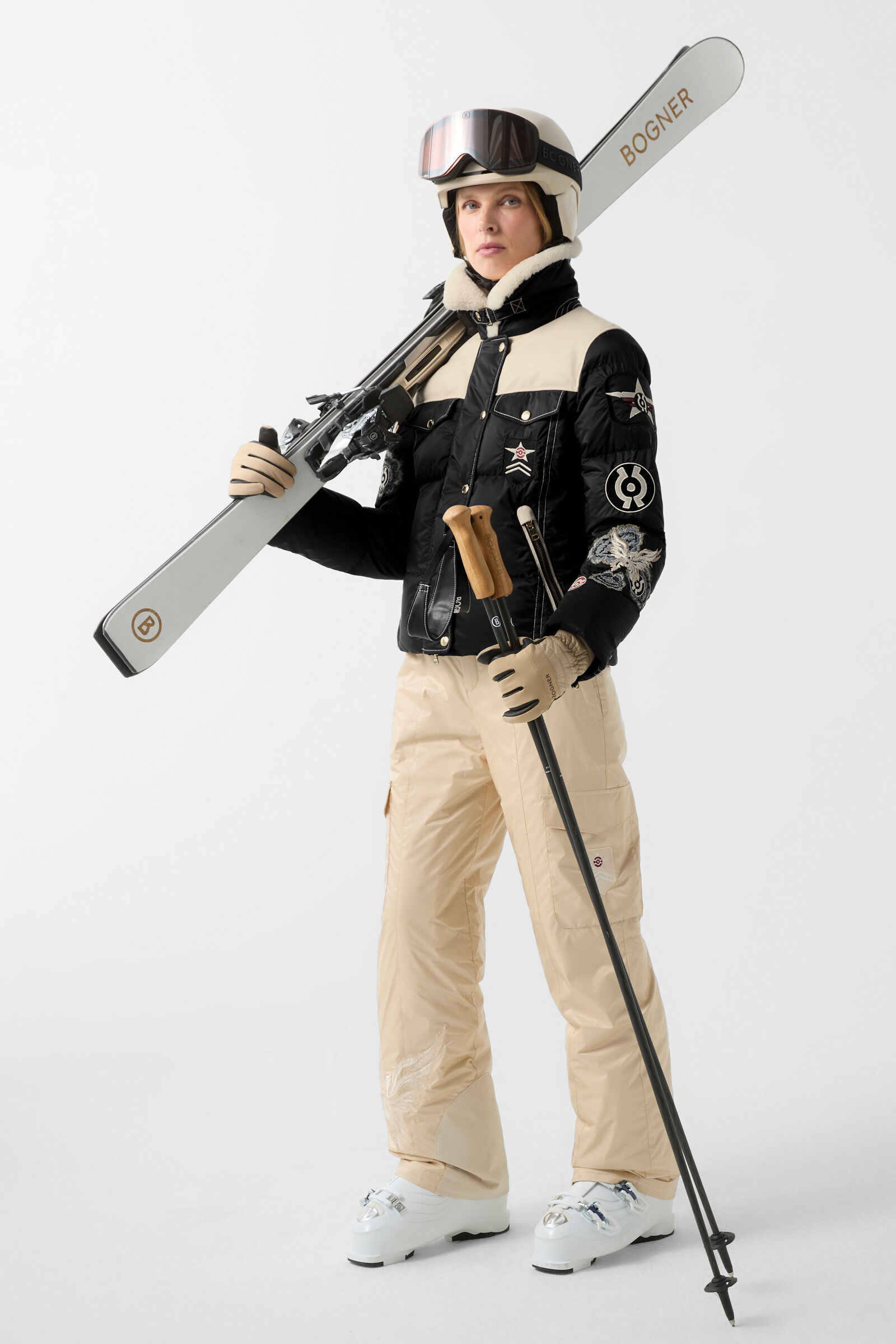 Amia down ski jacket Black/cream