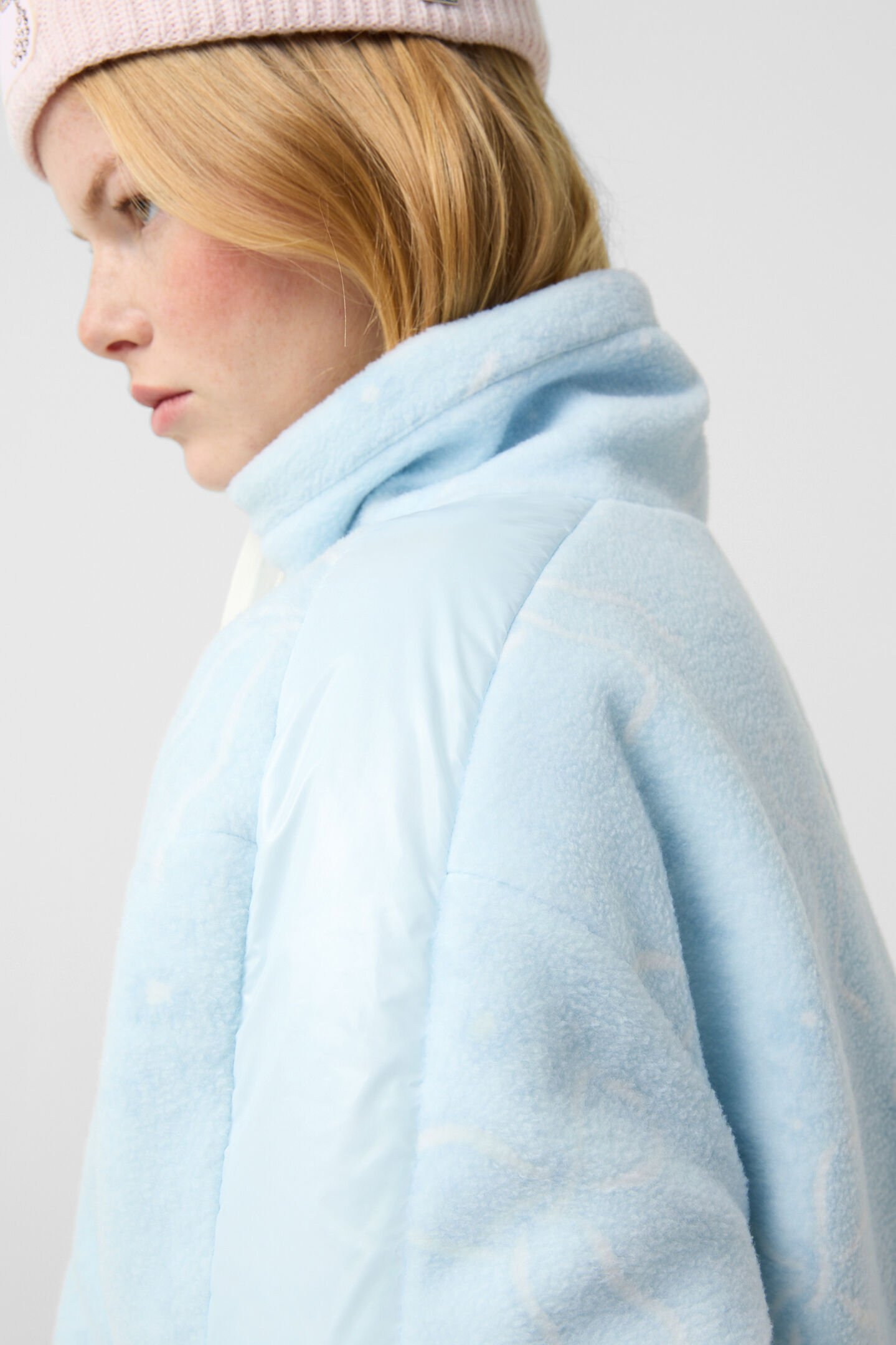 Ninetta mid-layer fleece jacket Light blue/white