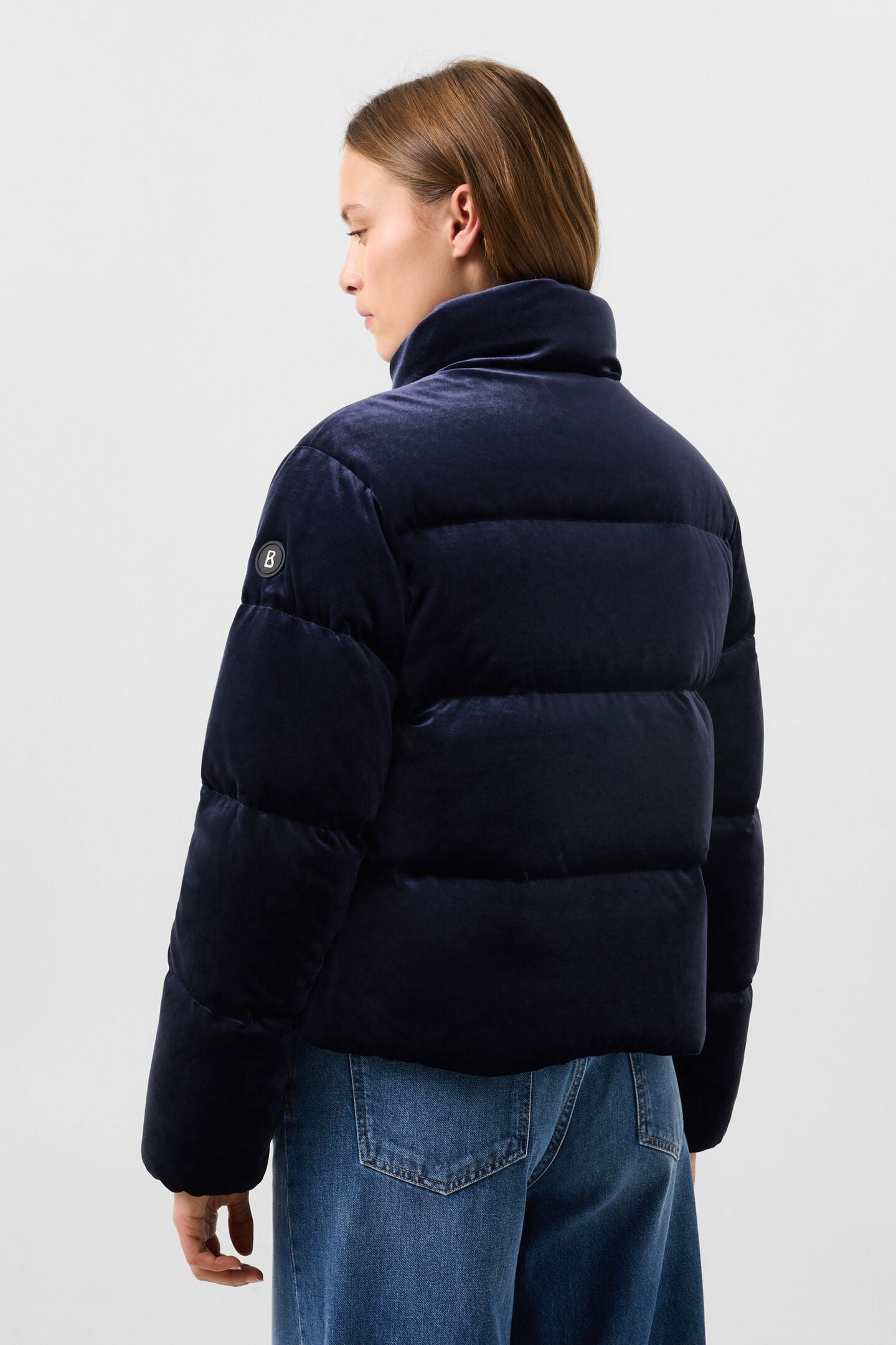 Oliva Velvet Down Jacket Navy