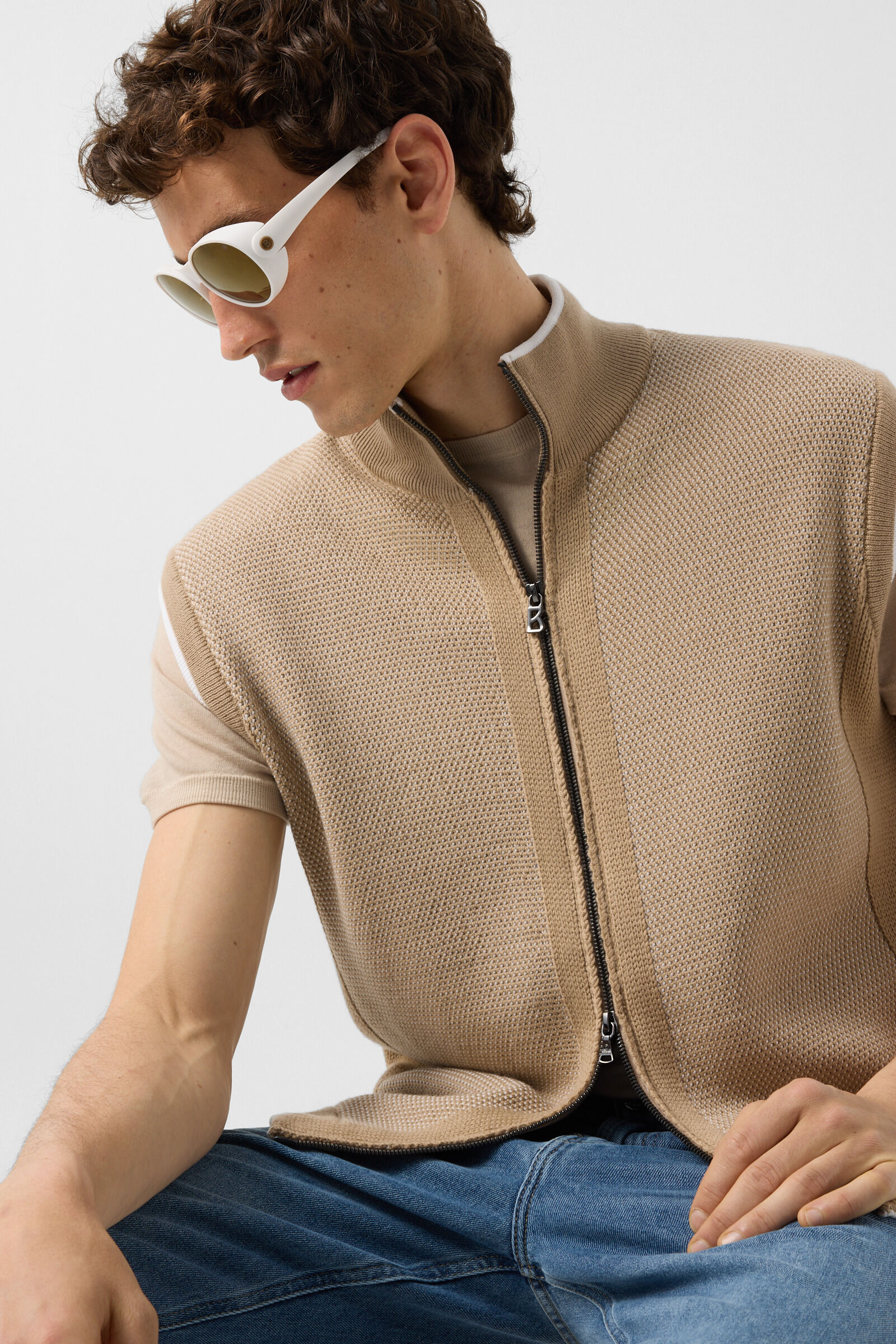Enzo knitted waistcoat Beige/white