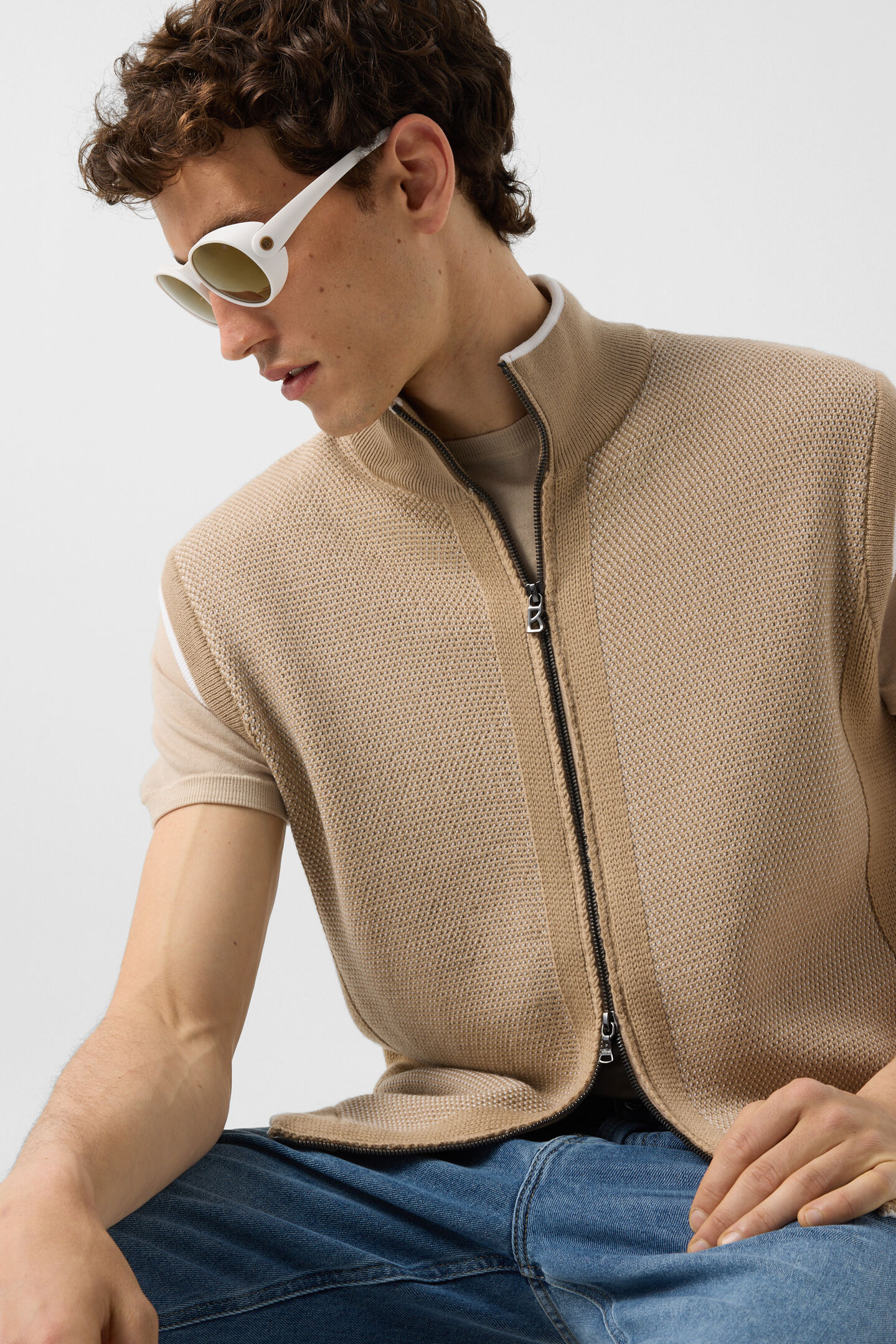 Enzo knitted waistcoat Beige/white