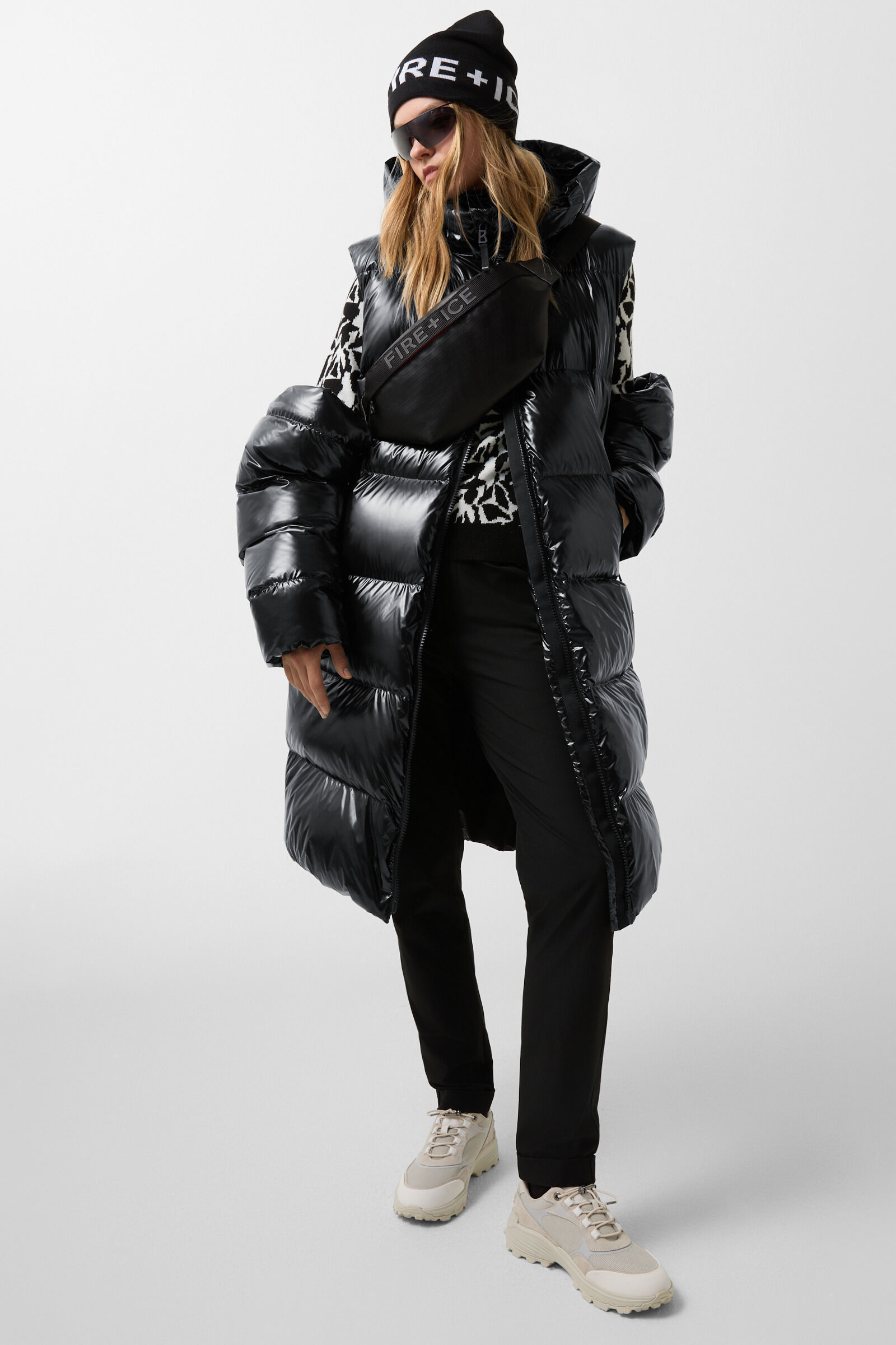 2-in1-Daunenmantel Asta Schwarz