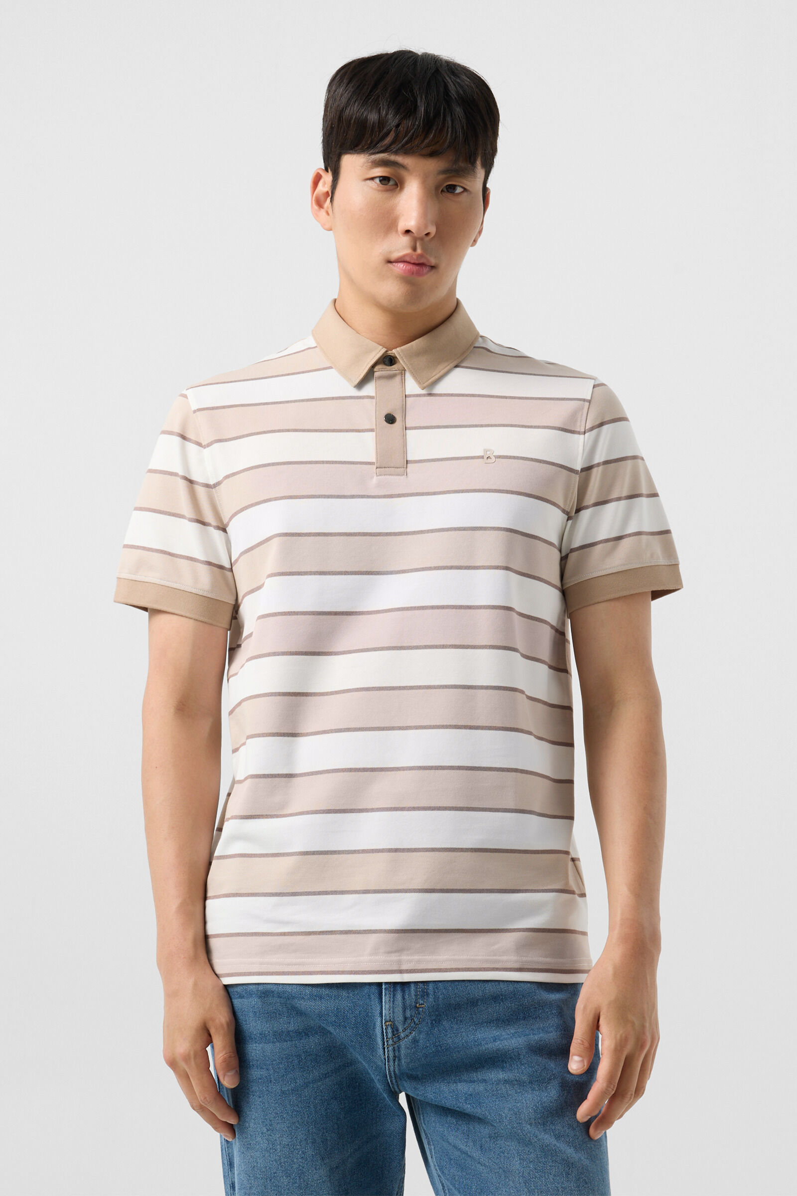 Timo piqu&eacute; polo shirt Beige/Off-White