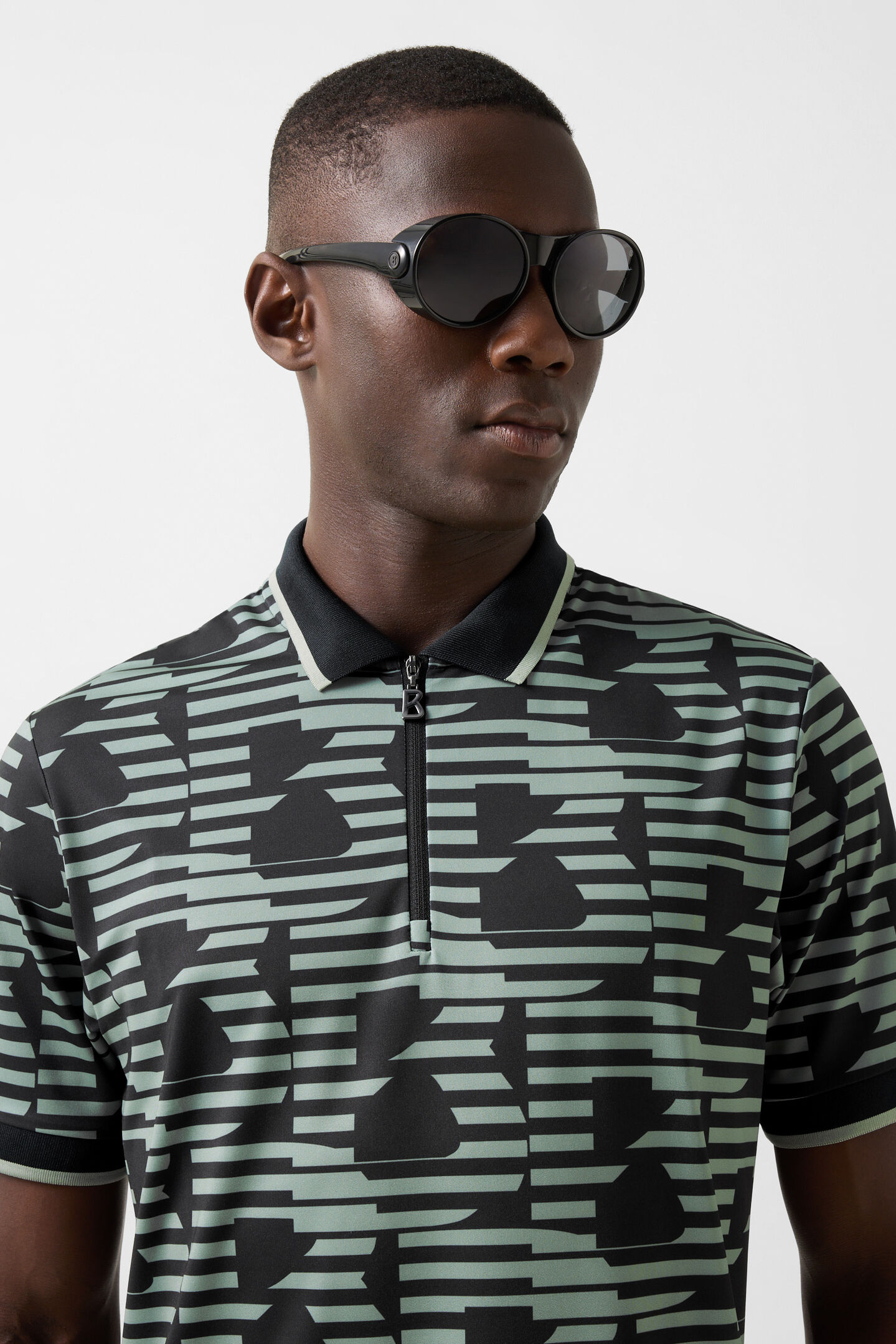 Funktions-Polo-Shirt Valentin Schwarz/Eukalyptus