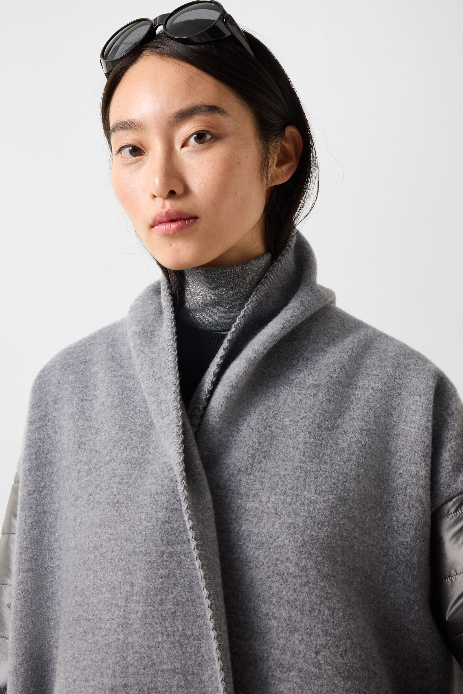 Wool Mix Poncho Grey