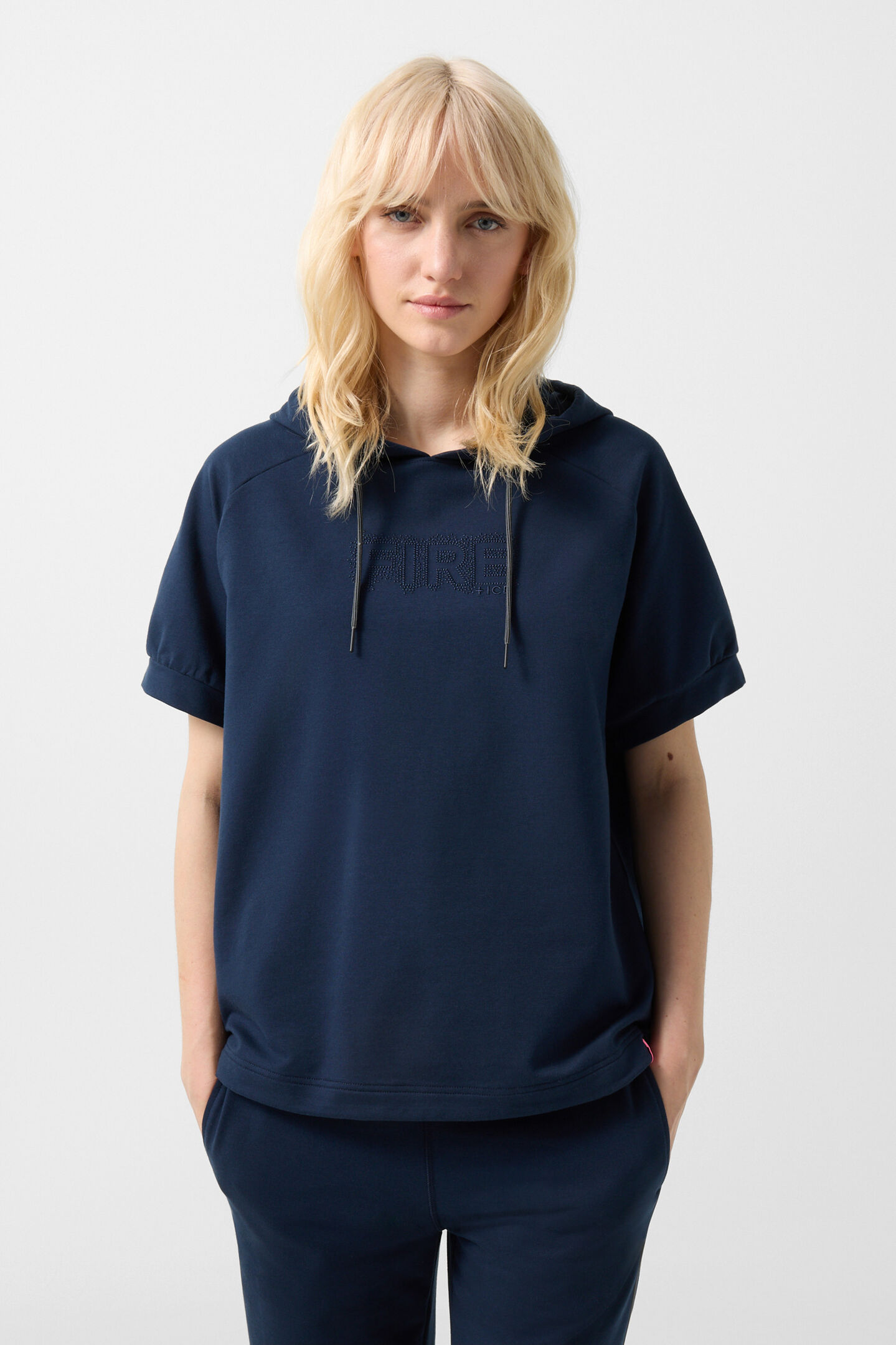 Sharon short-sleeved hoodie Dark blue