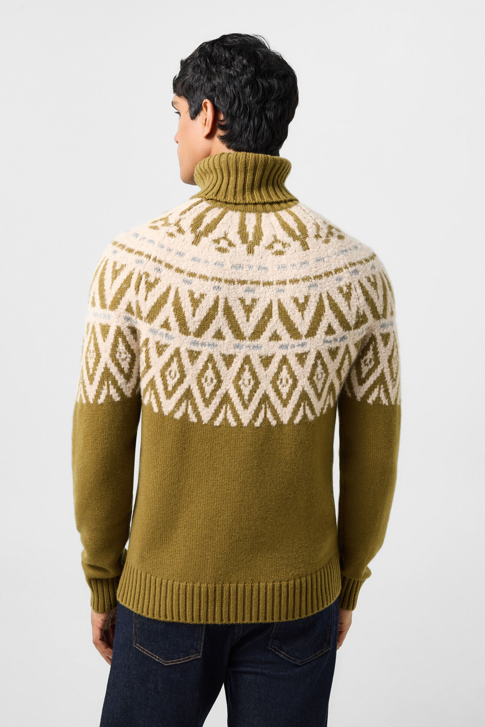 Roxter cashmere jumper Olive/White