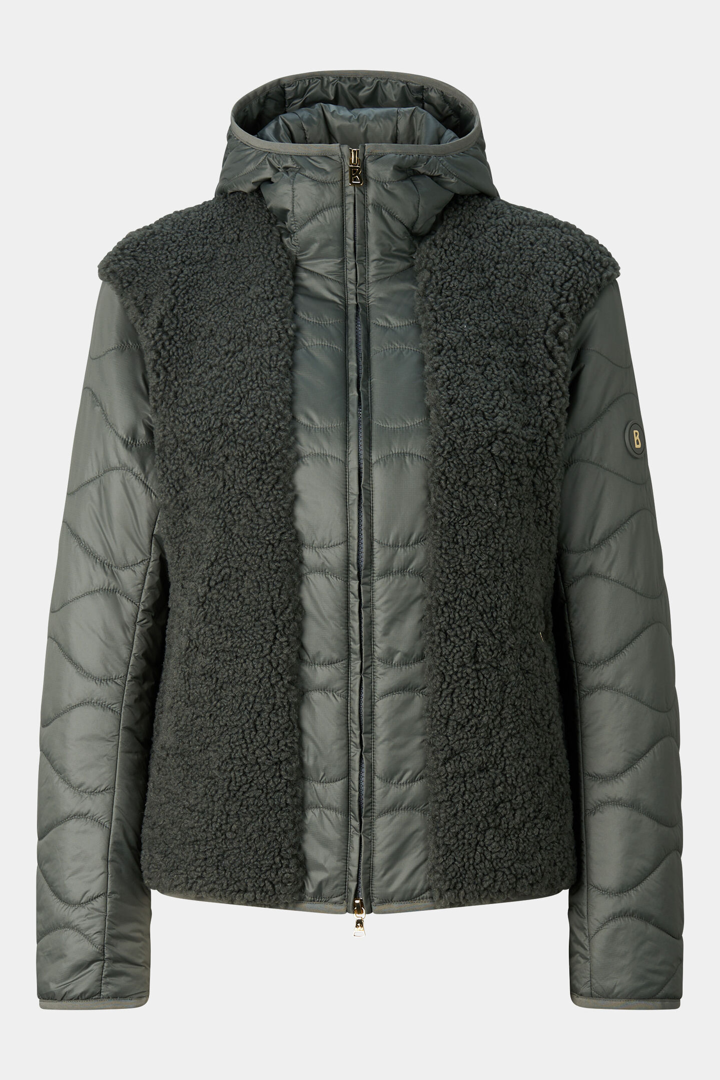 Bibi Teddy Quilted Jacket Sage Grey