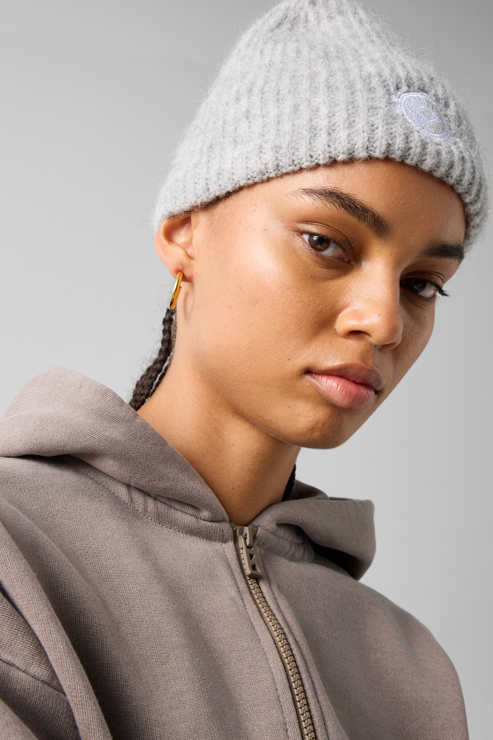 Ilona cotton hoodie jersey jacket Taupe