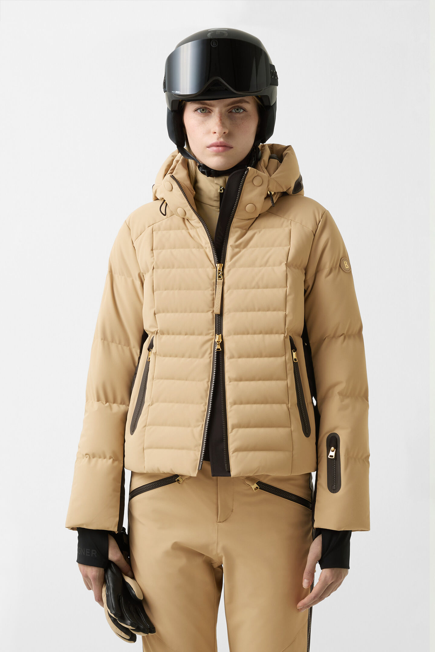 Ski-Daunenjacke Bond Beige/Schwarz