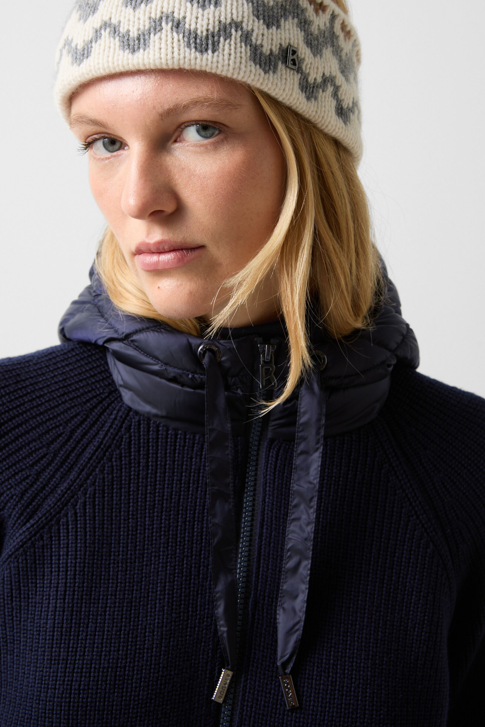 Pamy hybrid knit jacket Navy blue