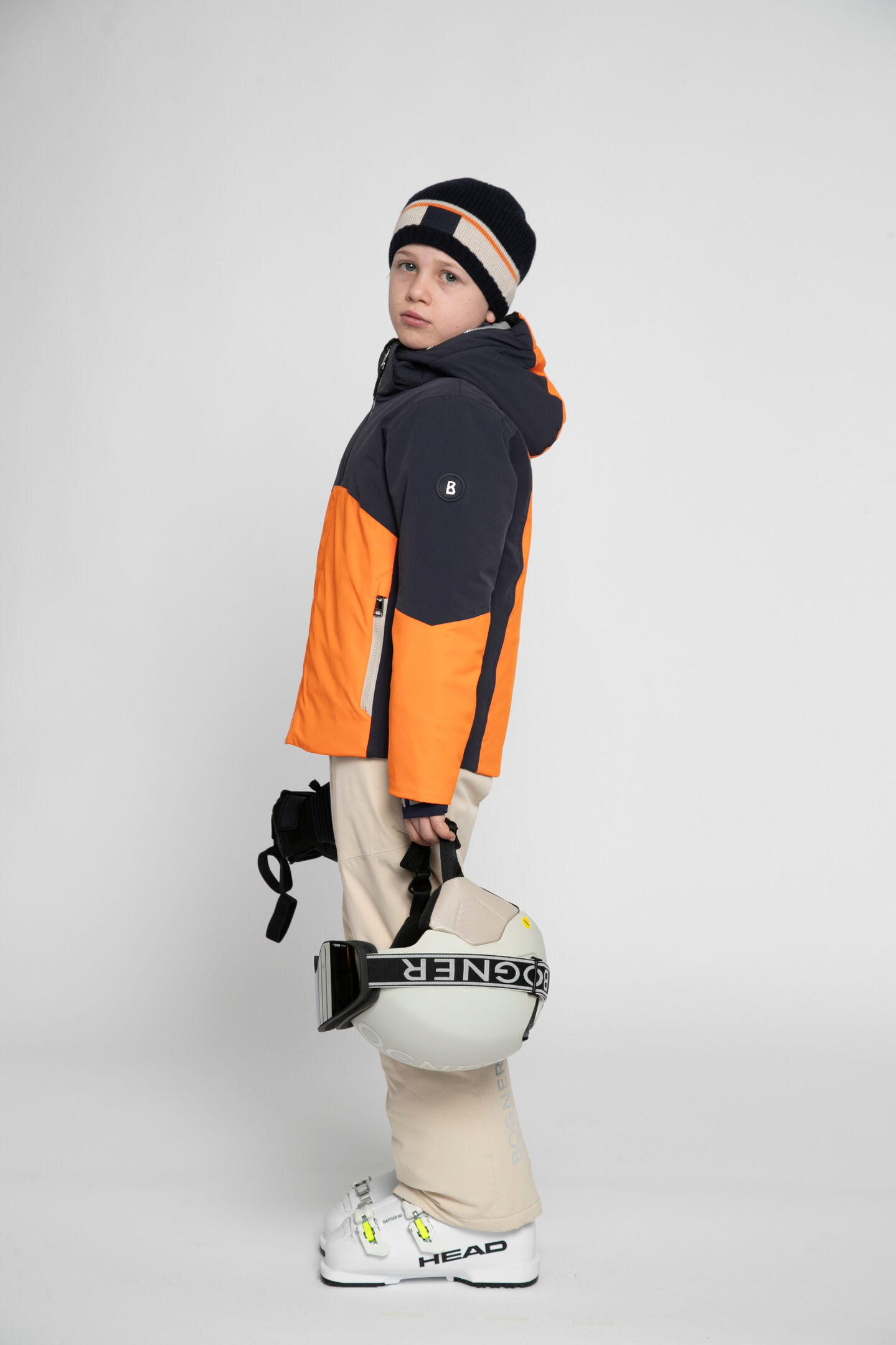 Kinder ski-jas Justus Oranje/navy blauw
