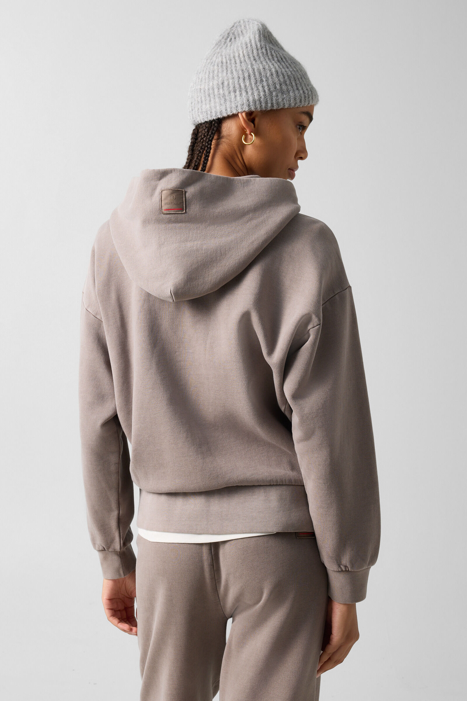 Ilona cotton hoodie jersey jacket Taupe