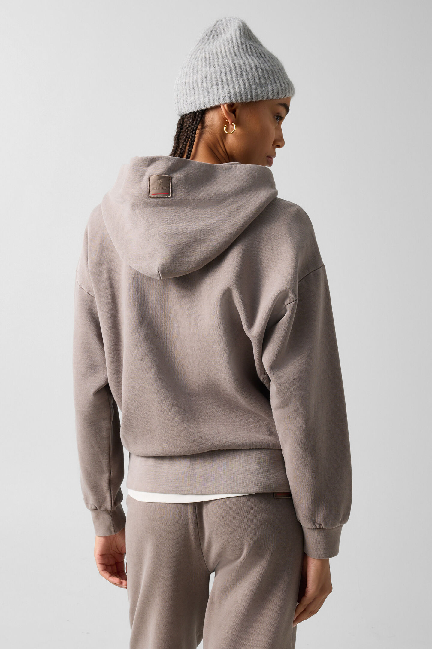 Ilona cotton hoodie jersey jacket Taupe