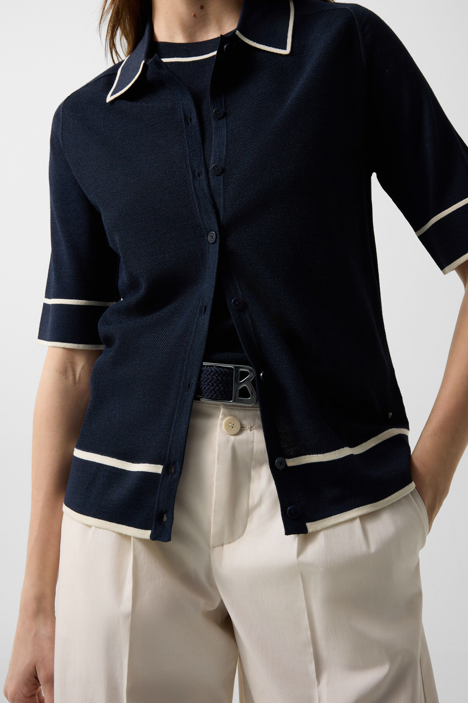 Peaches silk knit jacket Navy blue